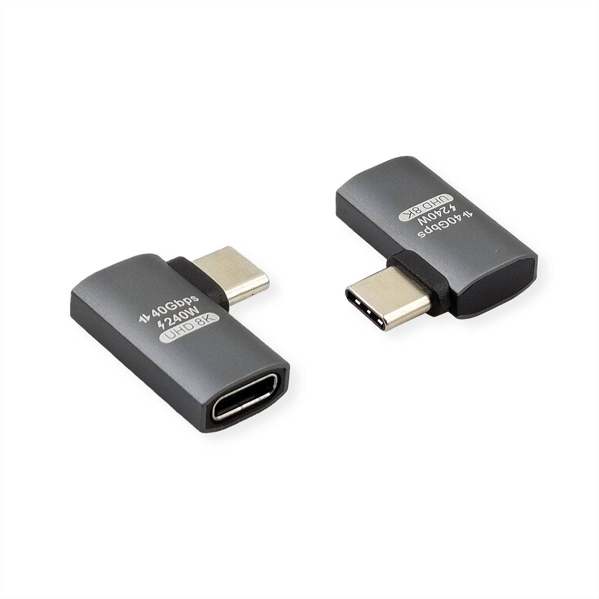 ROLINE USB4 Gen 3x2 Adapter Typ C ST/BU, Aluminium, 90°, flach, silberfarben