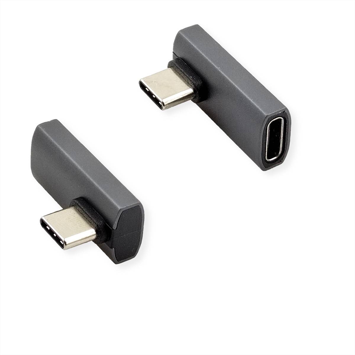 ROLINE USB4 Gen 3x2 Adapter Typ C ST/BU, Aluminium, 90°, gedreht, silberfarben