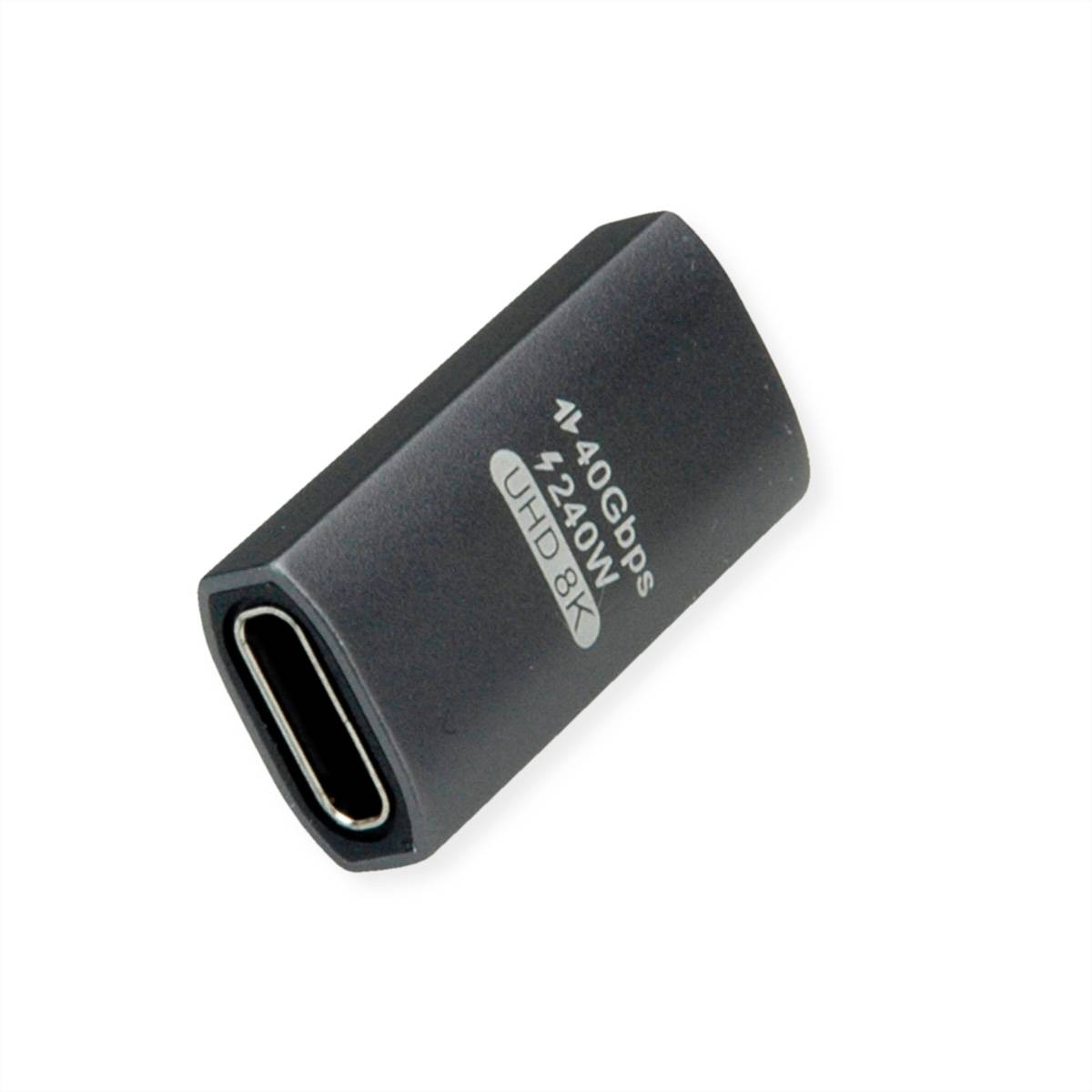 ROLINE USB4 Gen 3x2 Adapter Typ C ST/BU, Aluminium, 90°, gedreht, silberfarben