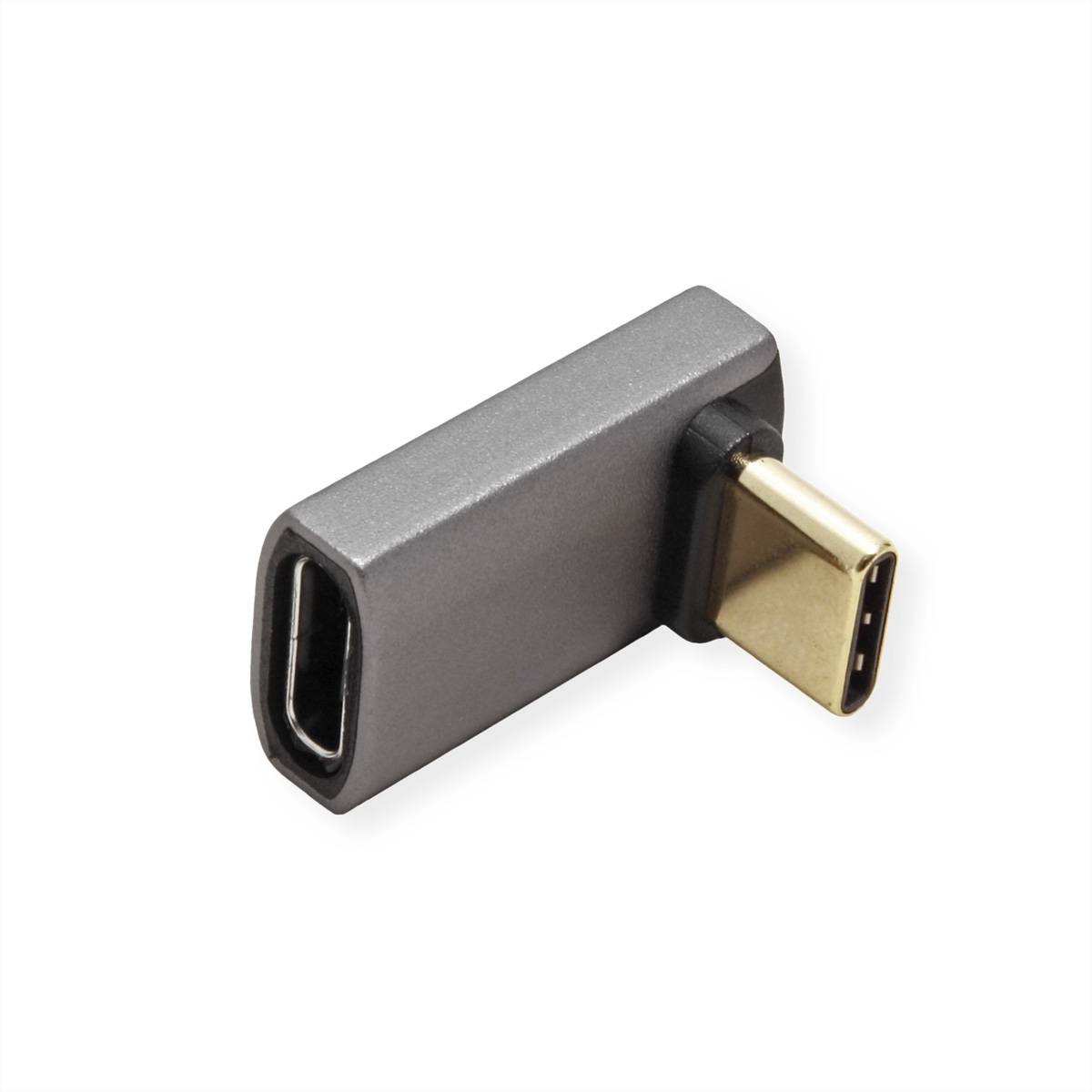 ROLINE USB4 Gen 3x2 Adapter Typ C ST/BU, Aluminium, 90°, breit, silberfarben