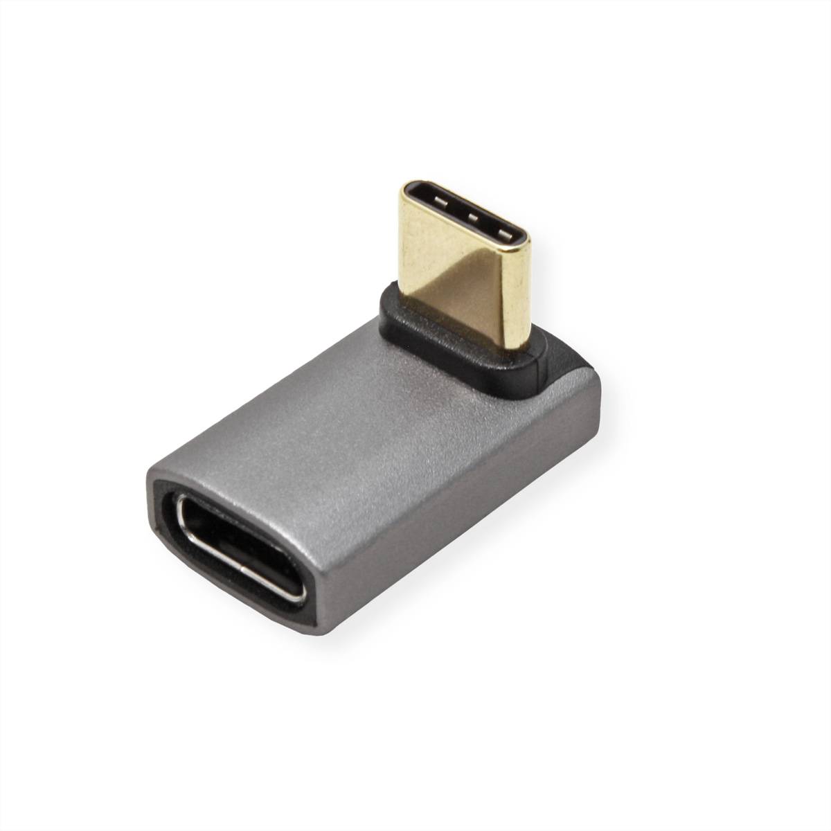ROLINE USB4 Gen 3x2 Adapter Typ C ST/BU, Aluminium, 90°, breit, silberfarben