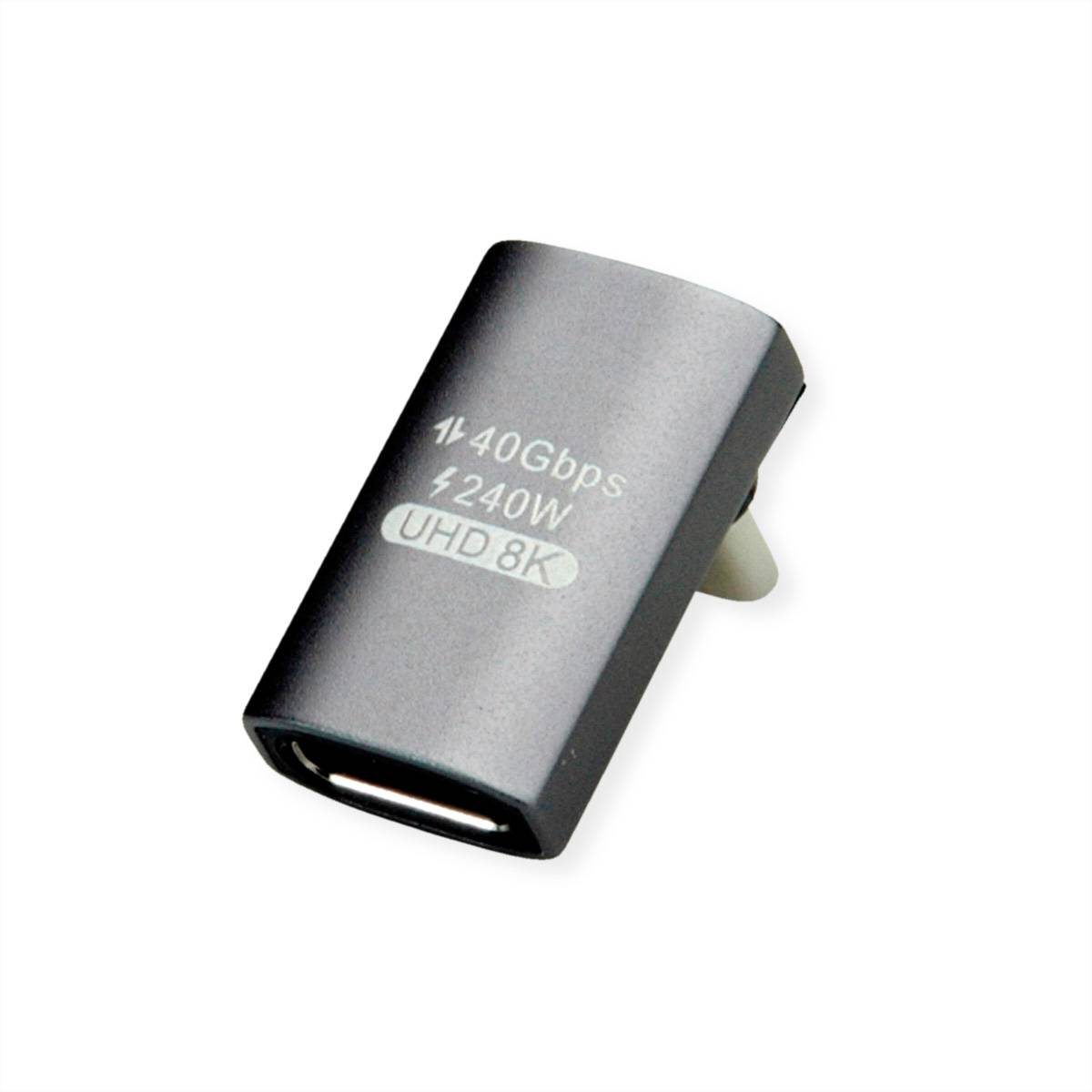 ROLINE USB4 Gen 3x2 Adapter Typ C ST/BU, Aluminium, 90°, breit, silberfarben