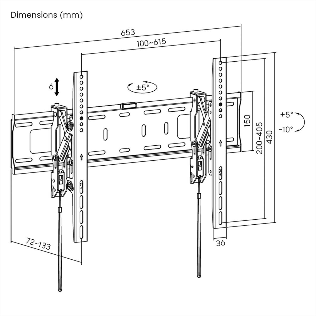 VALUE TV-Wandhalterung, neigbar, 37-80 Zoll, bis 75 kg