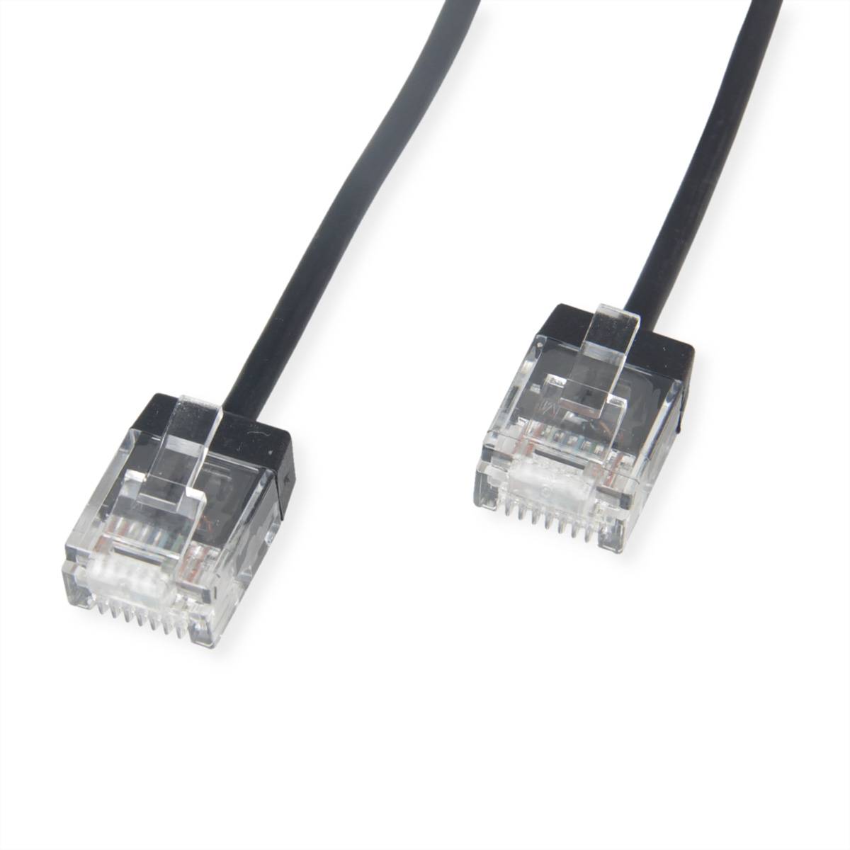 ROLINE UTP DataCenter Patchkabel Cat.6A (Class EA), LSOH, slim, extra kurzer Stecker, schwarz, 1,5 m