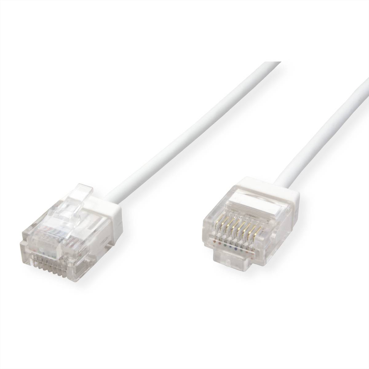 ROLINE UTP DataCenter Patchkabel Cat.6A (Class EA), LSOH, slim, extra kurzer Stecker, weiß, 0,5 m