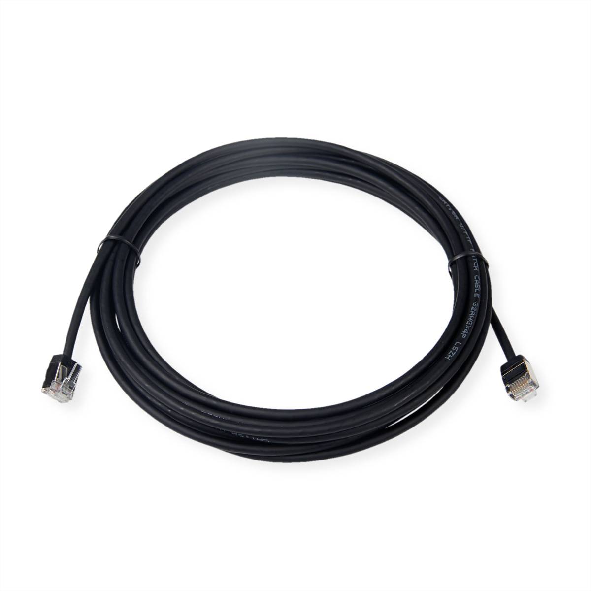 ROLINE U/FTP DataCenter Patchkabel Cat.6A (Class EA), LSOH, slim, extra kurzer Stecker, schwarz, 5 m