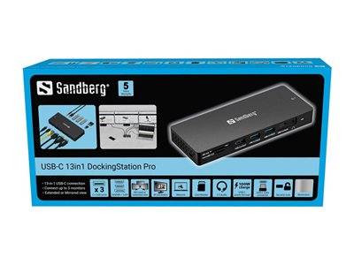SANDBERG USB-C 13in1 DockingStation Pro Notebook, PC & Tablet Optionen & Zubehör Docking Notebooks