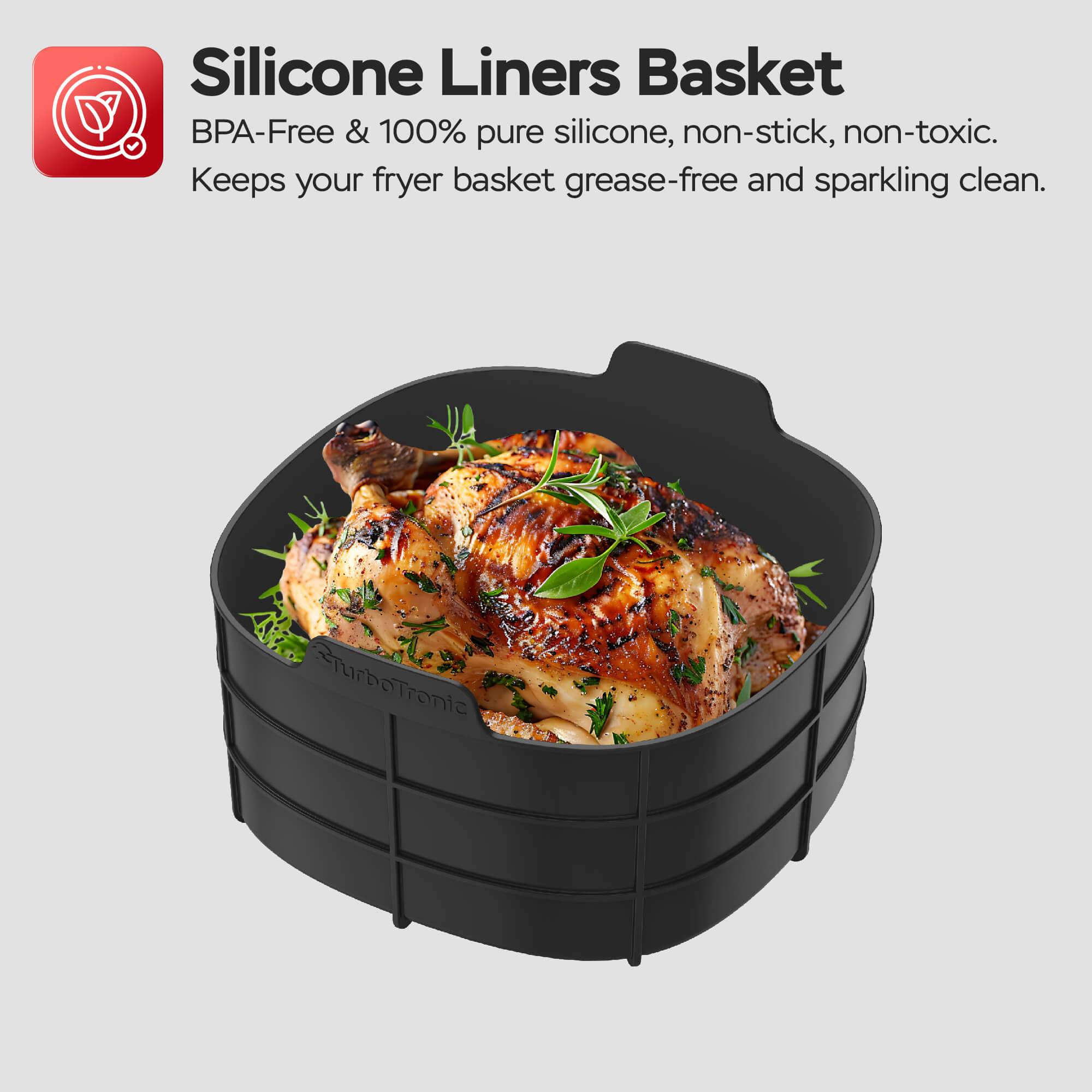 Heißluftfritteuse 3,5 Liter 1300W mit Silikoneinlage 6 Programme Airfryer Fritteuse Heissluftfritteuse ohne Fett / Öl, 75C - 200°C Luftfritteuse Ai