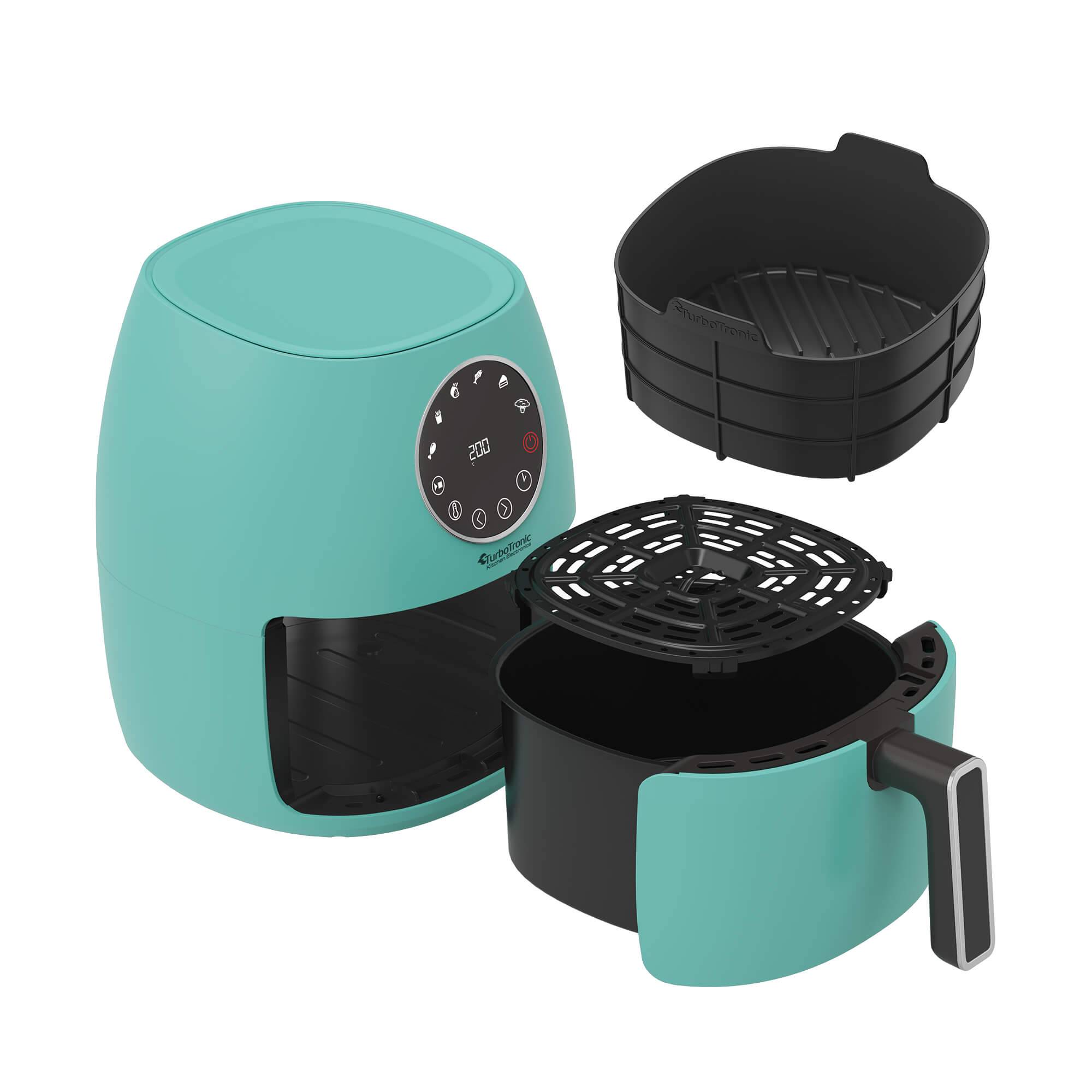 Heißluftfritteuse 3,5 Liter 1300W mit Silikoneinlage 6 Programme Airfryer Fritteuse Heissluftfritteuse ohne Fett / Öl, 75C - 200°C Luftfritteuse Ai