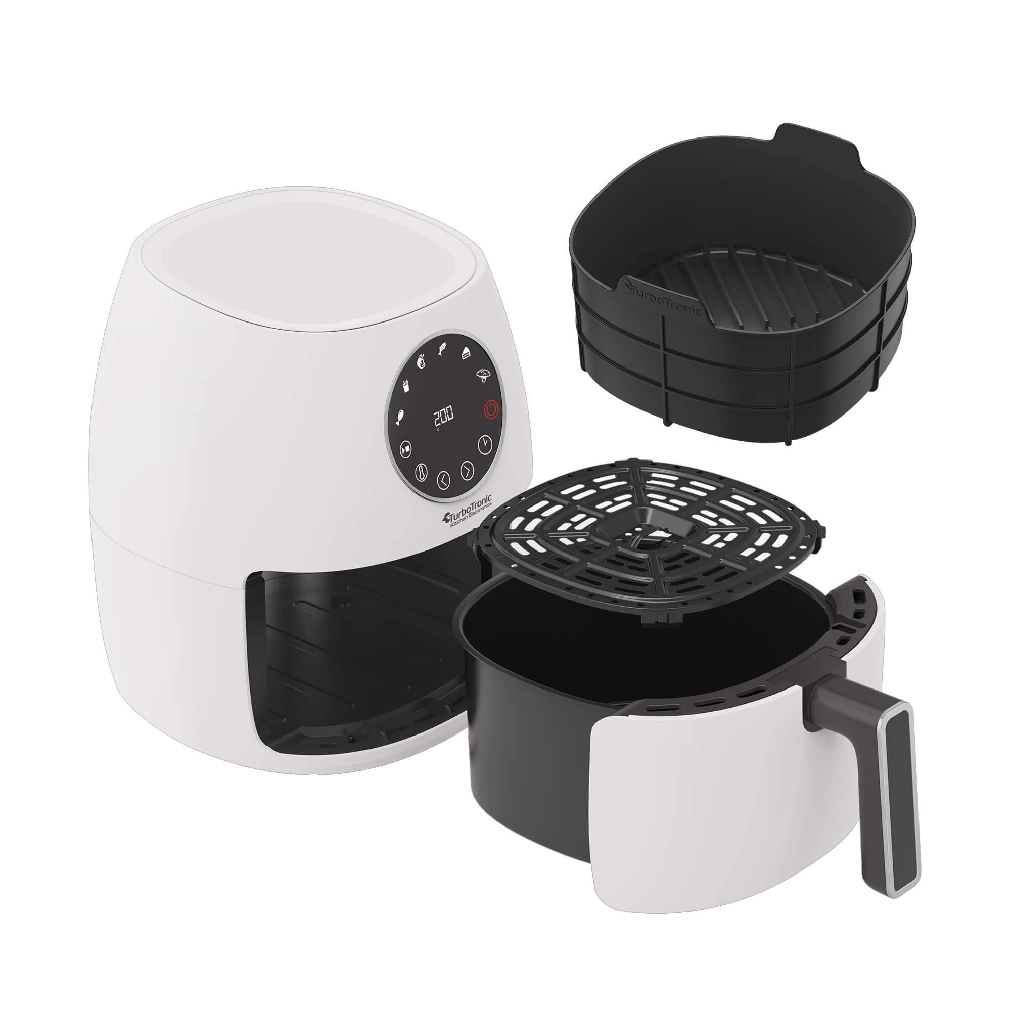 Heißluftfritteuse 3,5 Liter 1300W mit Silikoneinlage 6 Programme Airfryer Fritteuse Heissluftfritteuse ohne Fett / Öl, 75C - 200°C Luftfritteuse Ai