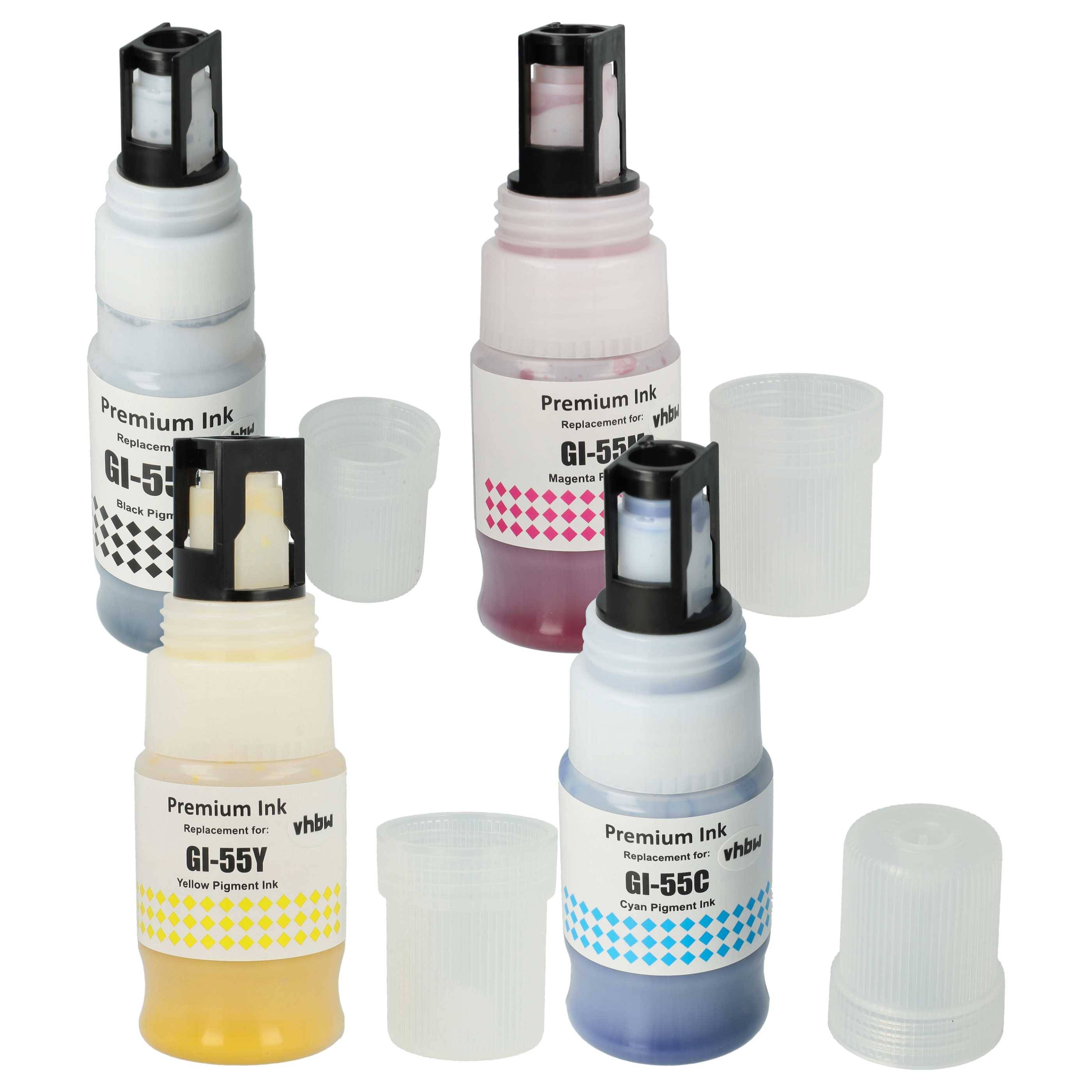 vhbw 4x Nachfülltinte Ersatz für Canon GI-55M, GI-55Y für Drucker - Refillset Cyan, Magenta, Yellow, Schwarz, Pigmentiert