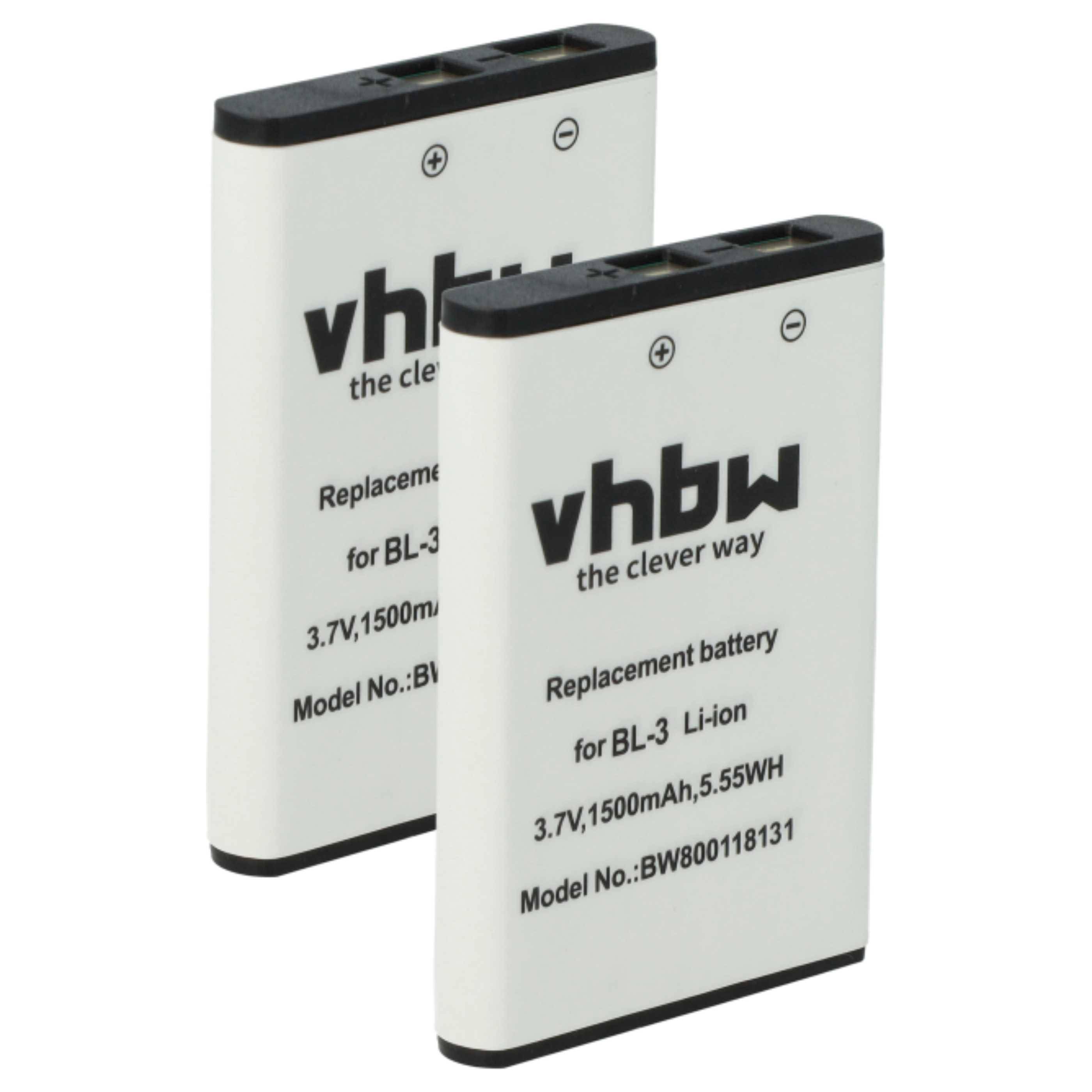 vhbw 2x Akku kompatibel mit Yaesu VX3 Funkgerät, Walkie Talkie (1500 mAh, 3,7 V, Li-Ion)