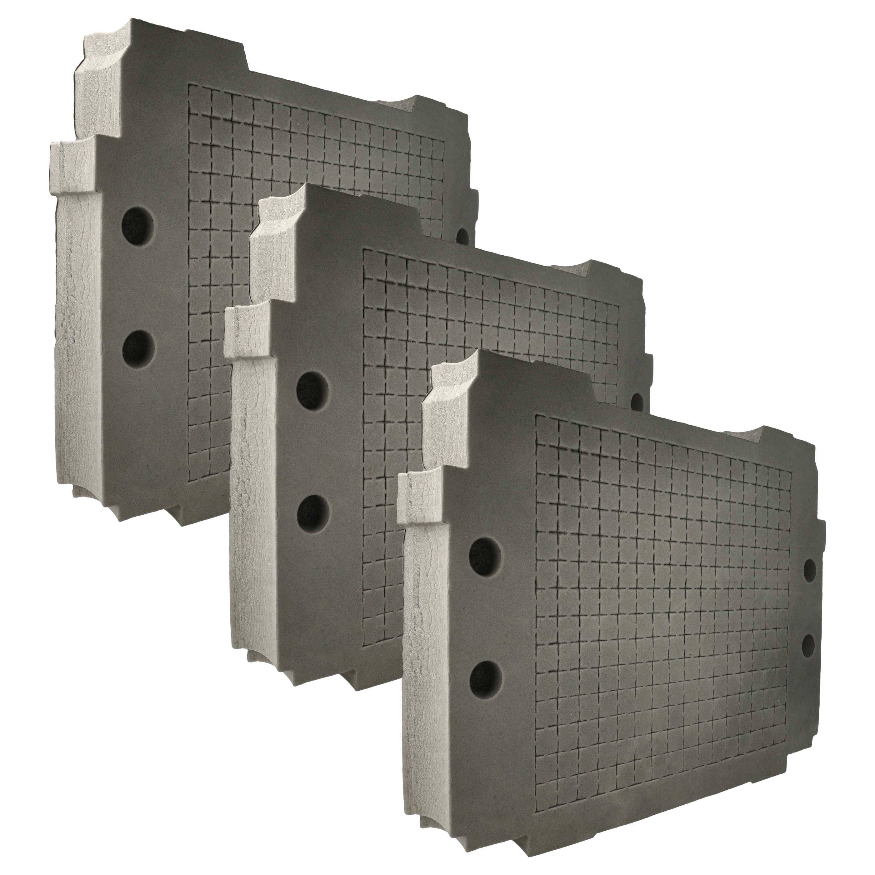 vhbw 3x Schaumstoffeinlage Ersatz für 4250155837457 für Werkzeugkoffer - Individuell Anpassbar, Schaumstoff / Hartschaum Anthrazit-Grau