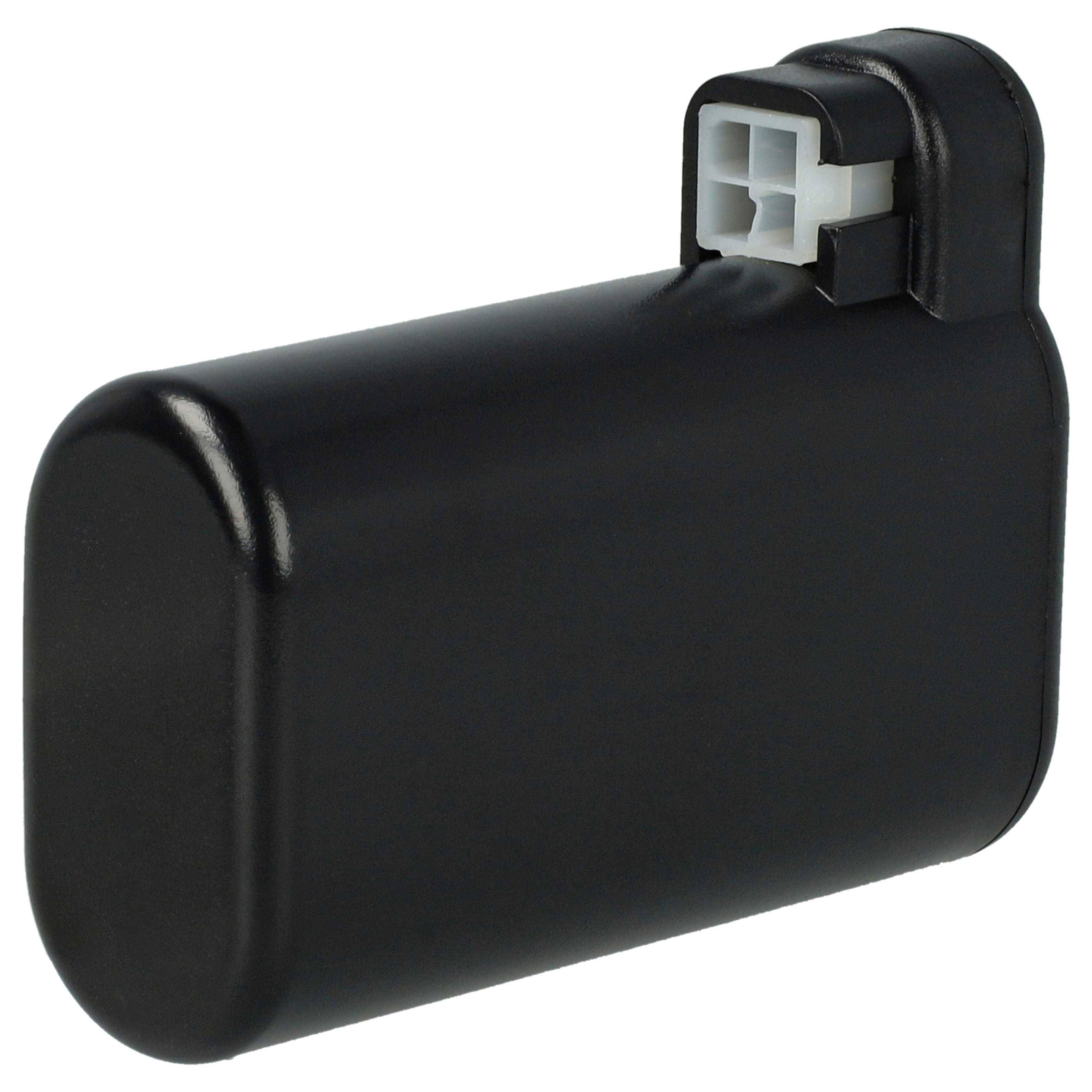 Schwarzes Kunststoff-Batteriepack mit einem Steckverbinder an einem Ende, das für elektronische Geräte verwendet wird.