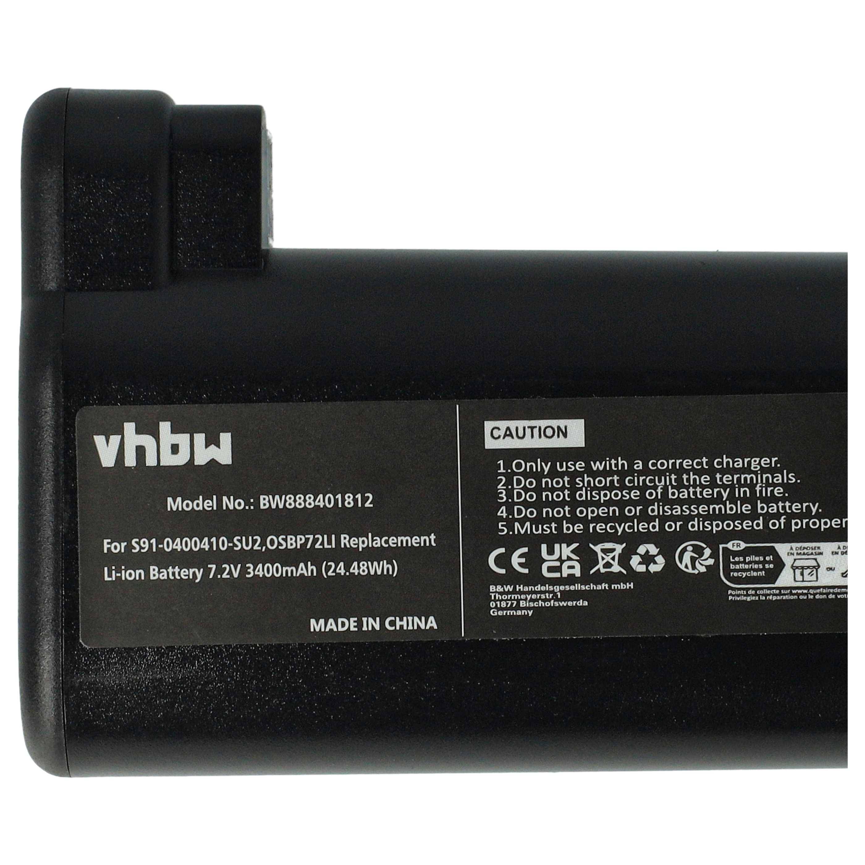 Schwarze vhbw Ersatz-Lithium-Ionen-Batterie mit Bezeichnung „Modellnummer: BW888401812
