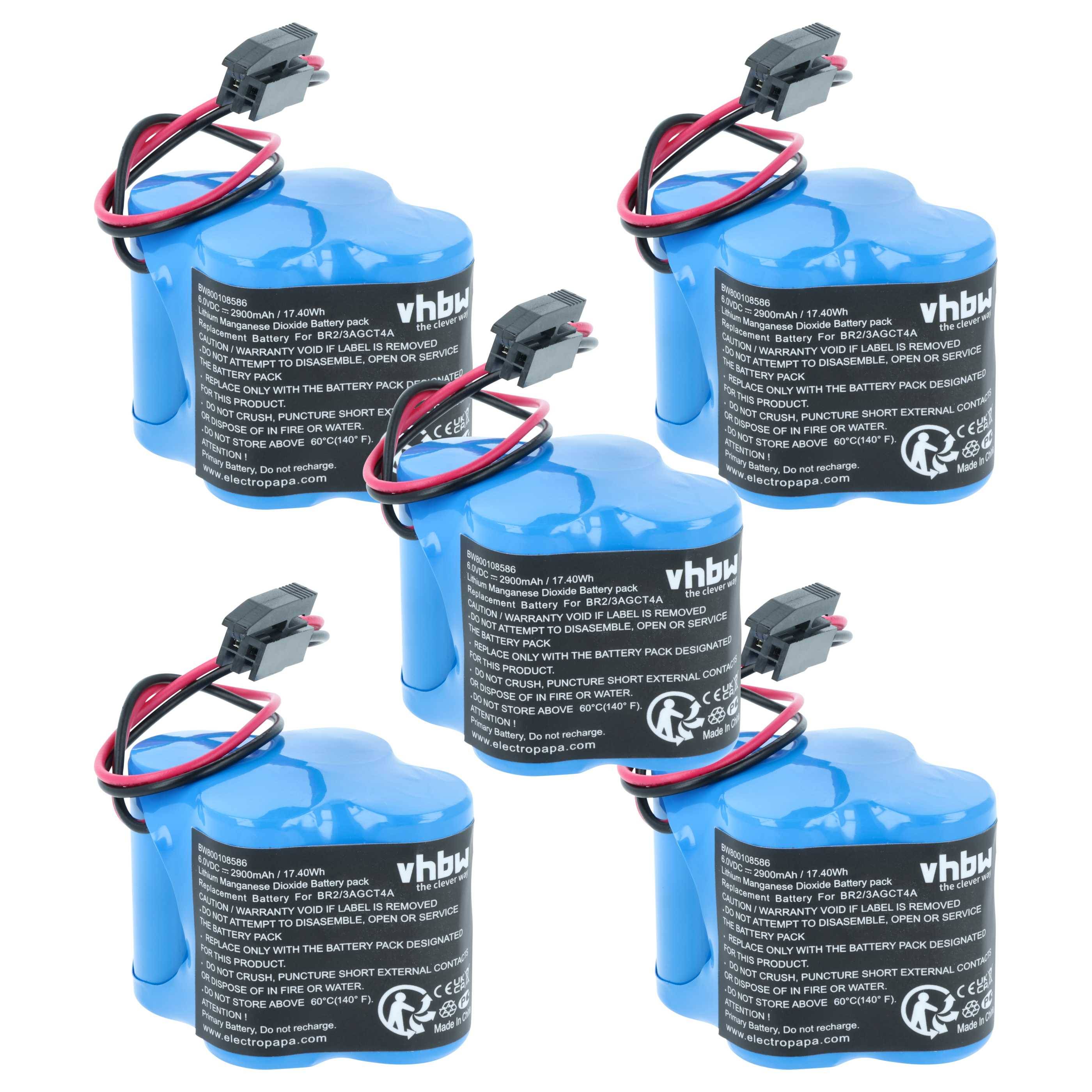 vhbw 5x Akku kompatibel mit Allen Bradley 1747-L542P SLC 5/04 Controller 32Kb Mem Raid-Controller (2900 mAh, 6 V, Li-Ion)