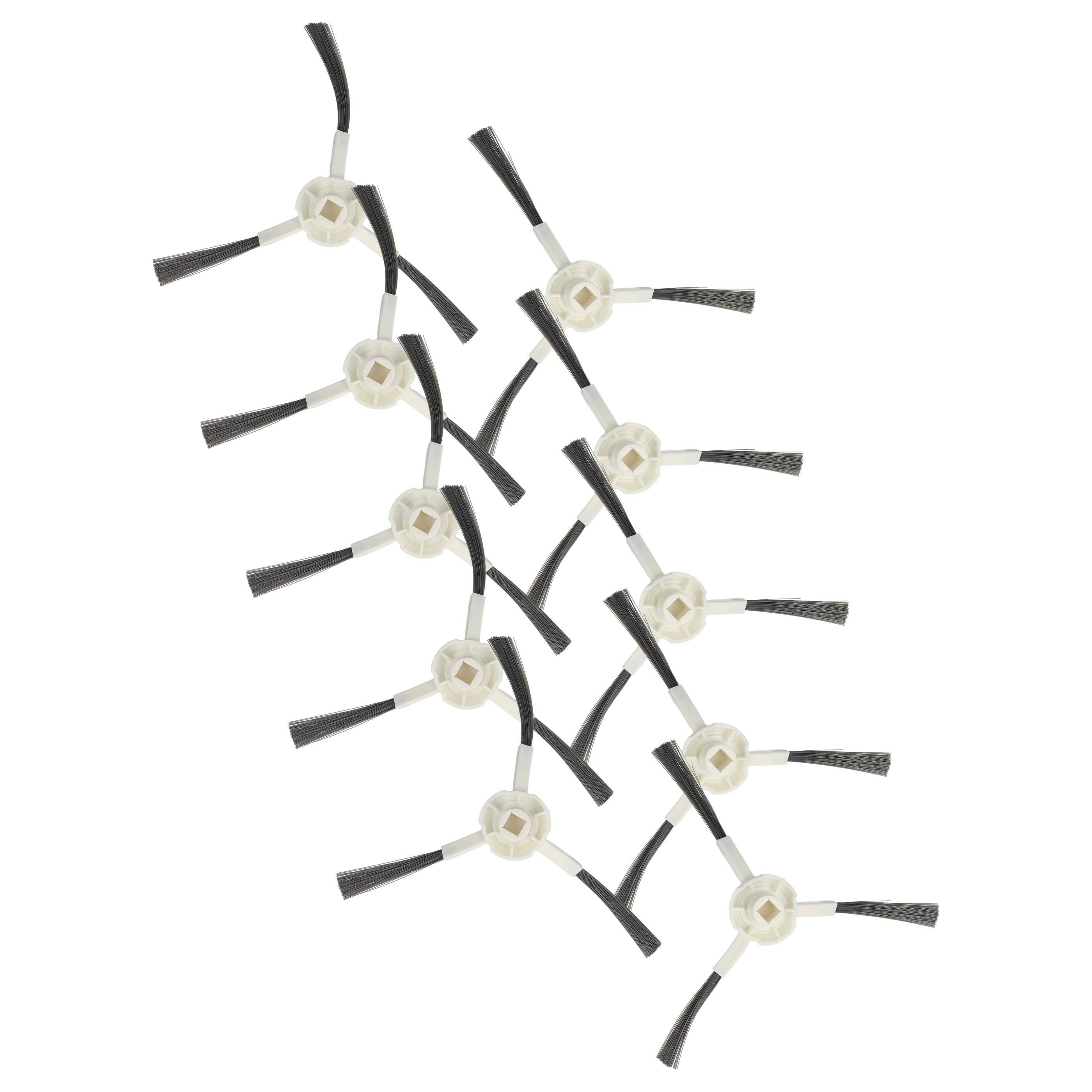 vhbw 10x Seitenbürste kompatibel mit Xiaomi S20+ Saugroboter - Reinigungsbürsten Set, weiß / grau