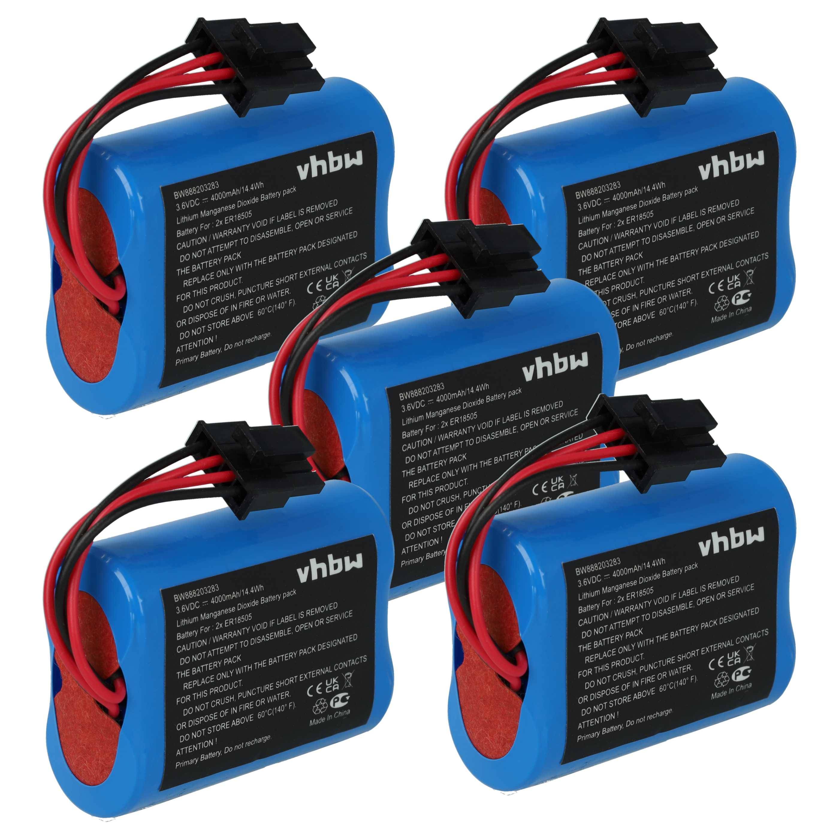 vhbw 5x Batterie kompatibel mit Visonic PG8901BATT, PG8911BATT, SR 720 PG2, SR-740 PG2, MCS-740 Alarmanlage, Alarmsystem (4000 mAh, 3,6 V, Li-SOCl2)