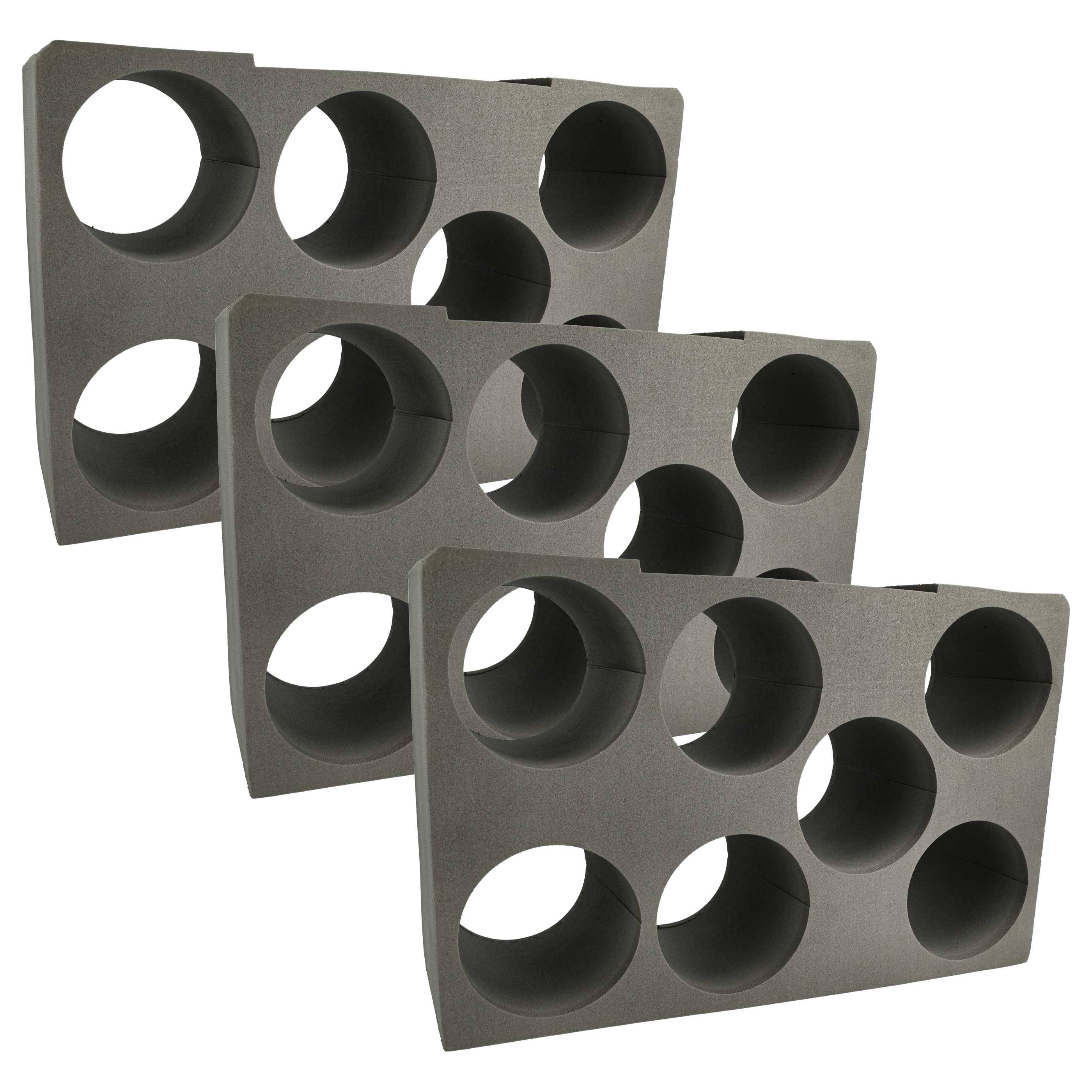 vhbw 3x Kartuschen-Einsatz kompatibel mit Bosch Sortimo L-Boxx 374 Werkzeugkoffer, Systembox - Schaumstoffeinlage für 7 Kartuschen Schwarz