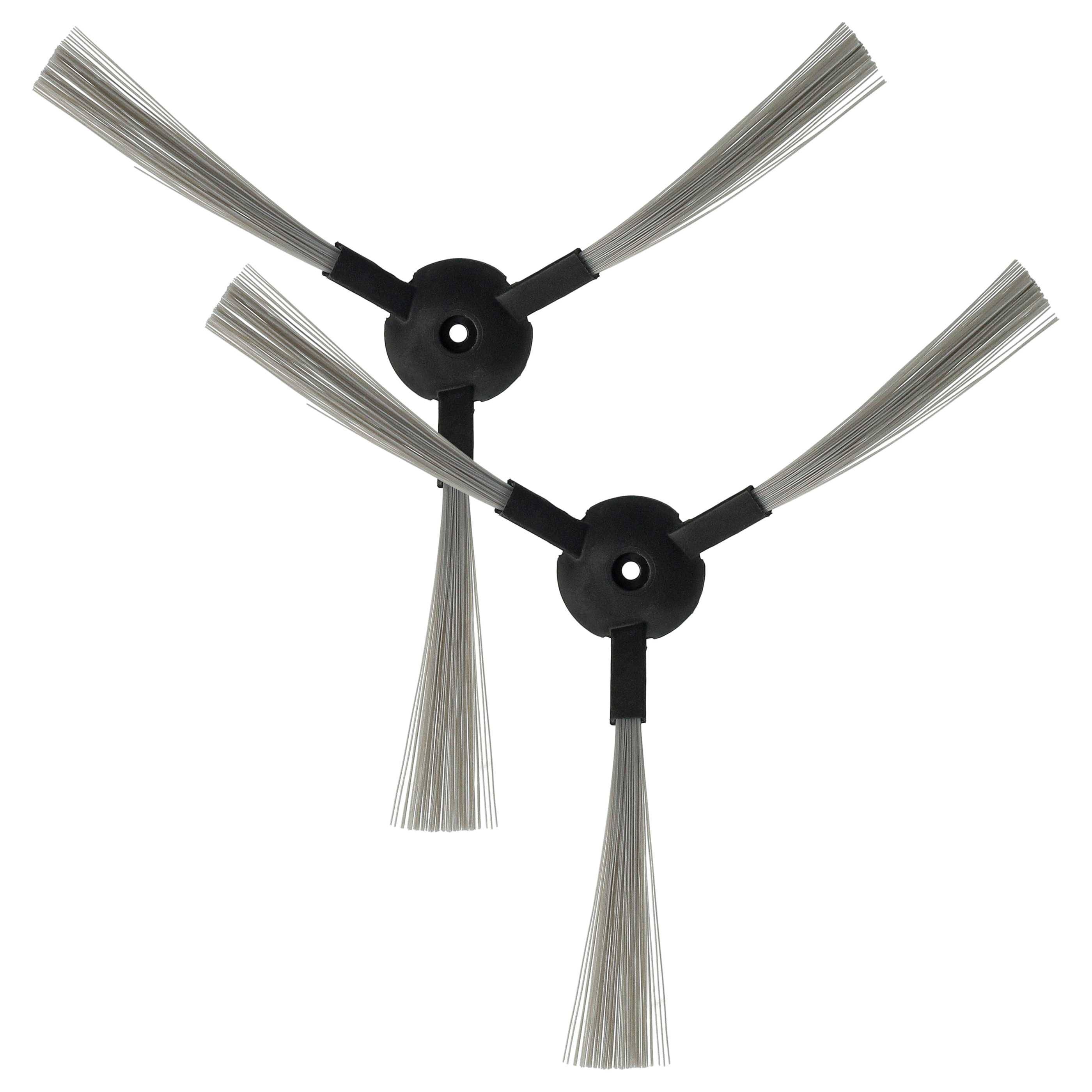 vhbw 2x Seitenbürste kompatibel mit Solac Ecogenic AA3400 Saugroboter - Reinigungsbürsten Set, schwarz / grau