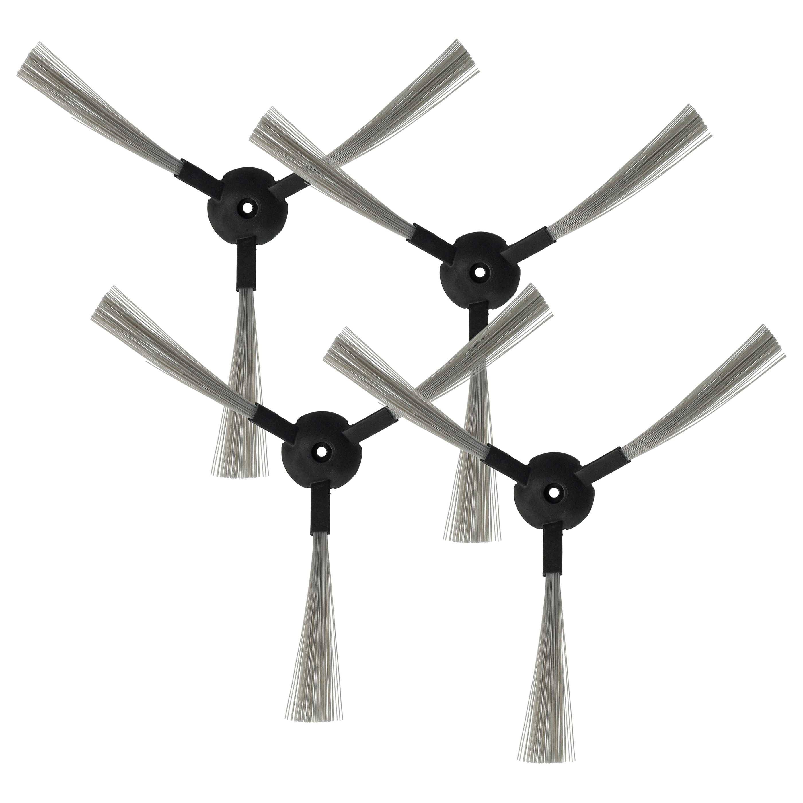 vhbw 4x Seitenbürste kompatibel mit Hoover Robo.com2 Saugroboter - Reinigungsbürsten Set, schwarz / grau