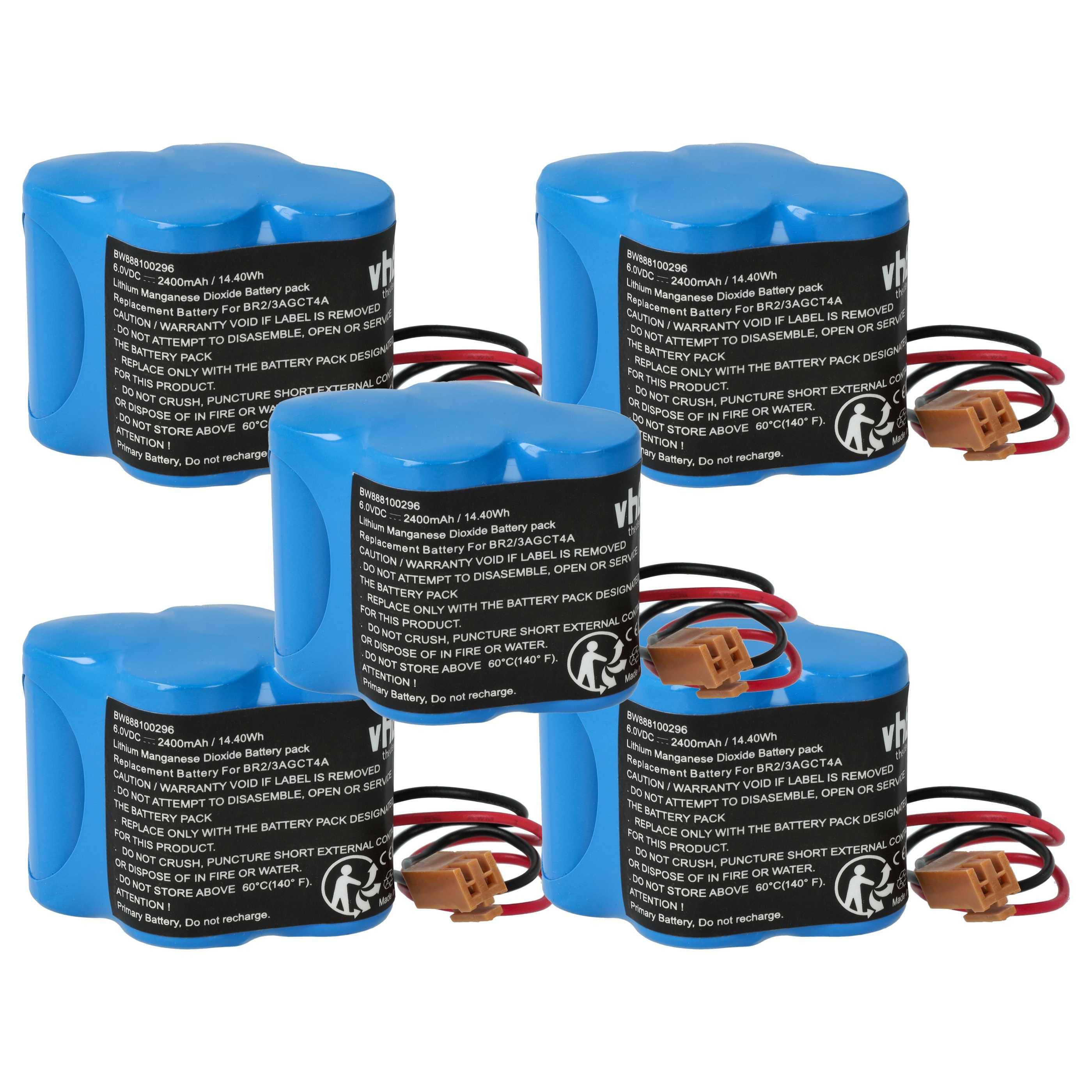 vhbw 5x Batterie kompatibel mit GE / Fanuc Beta iSVSPc Steuereinheit (2400 mAh, 6 V, Li-MnO2)