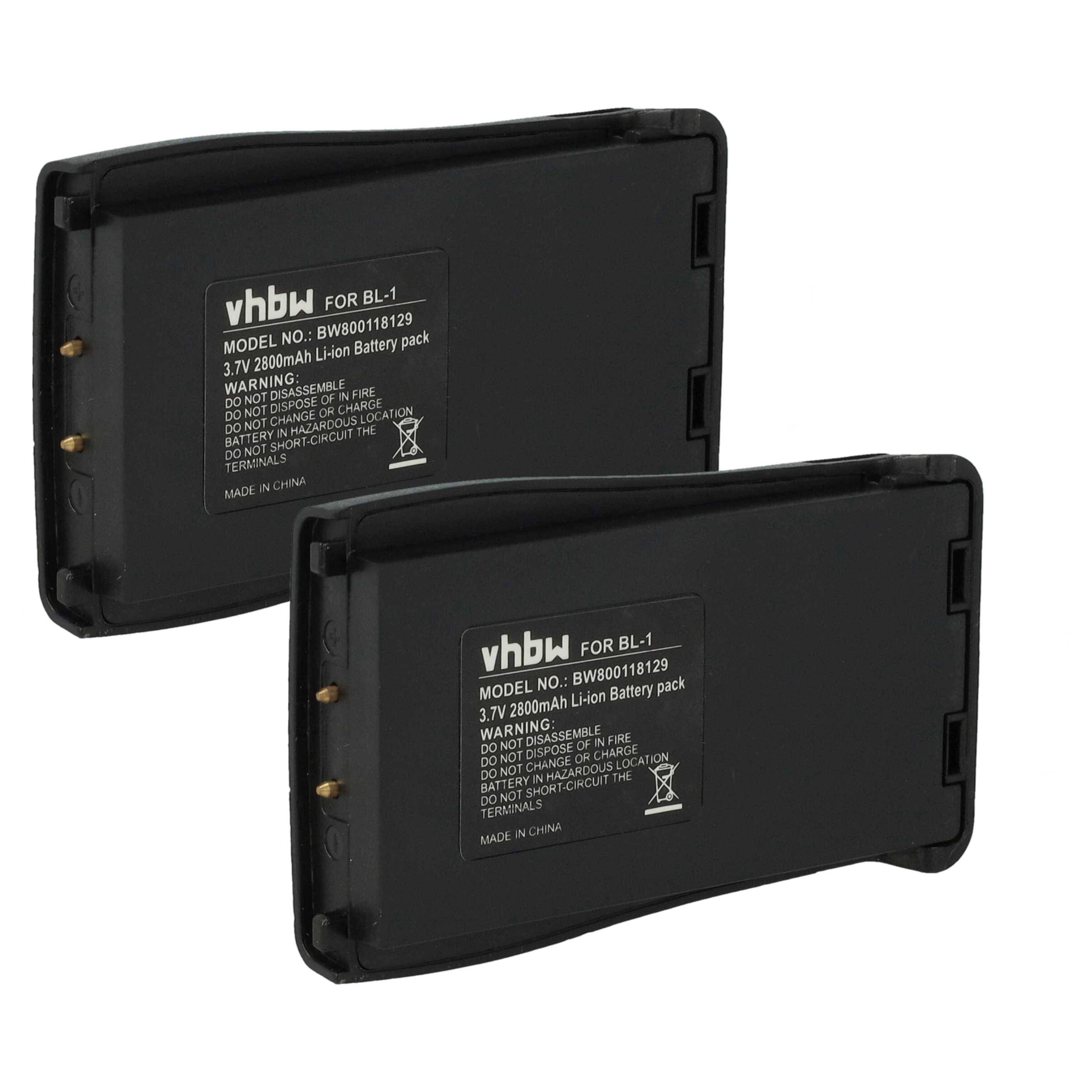 vhbw 2x Akku kompatibel mit Retevis H777 Funkgerät, Walkie Talkie (2800 mAh, 3,7 V, Li-Ion)