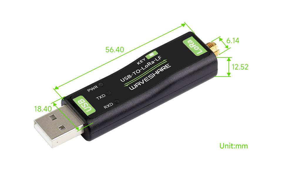 WaveShare USB to LoRa Data Transfer Module LF Version XTAL Crystal Oscillator