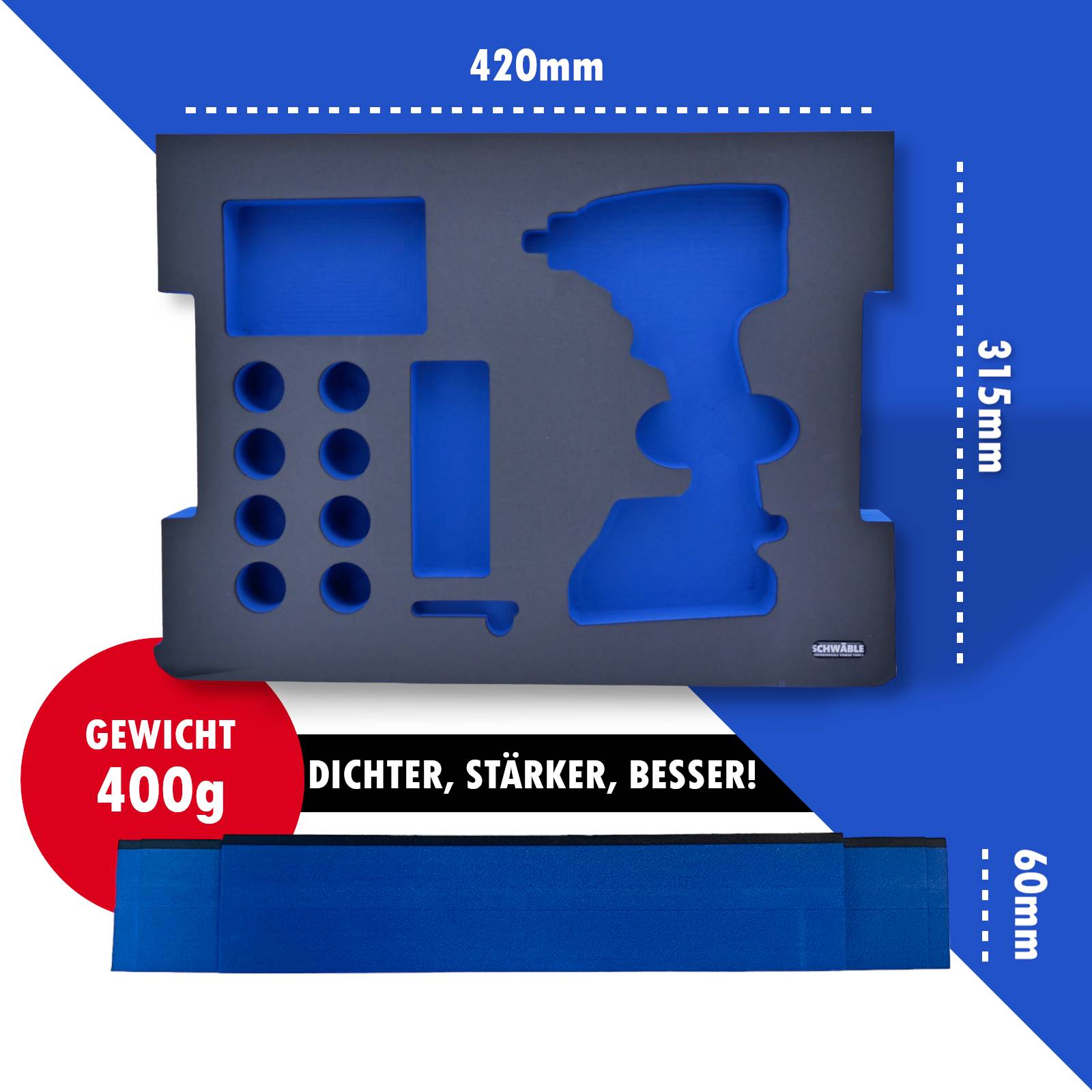 SCHWÄBLE® Schaumeinlage Schaumstoffeinlage Bosch Akku-Schlagschrauber GDX18V-210