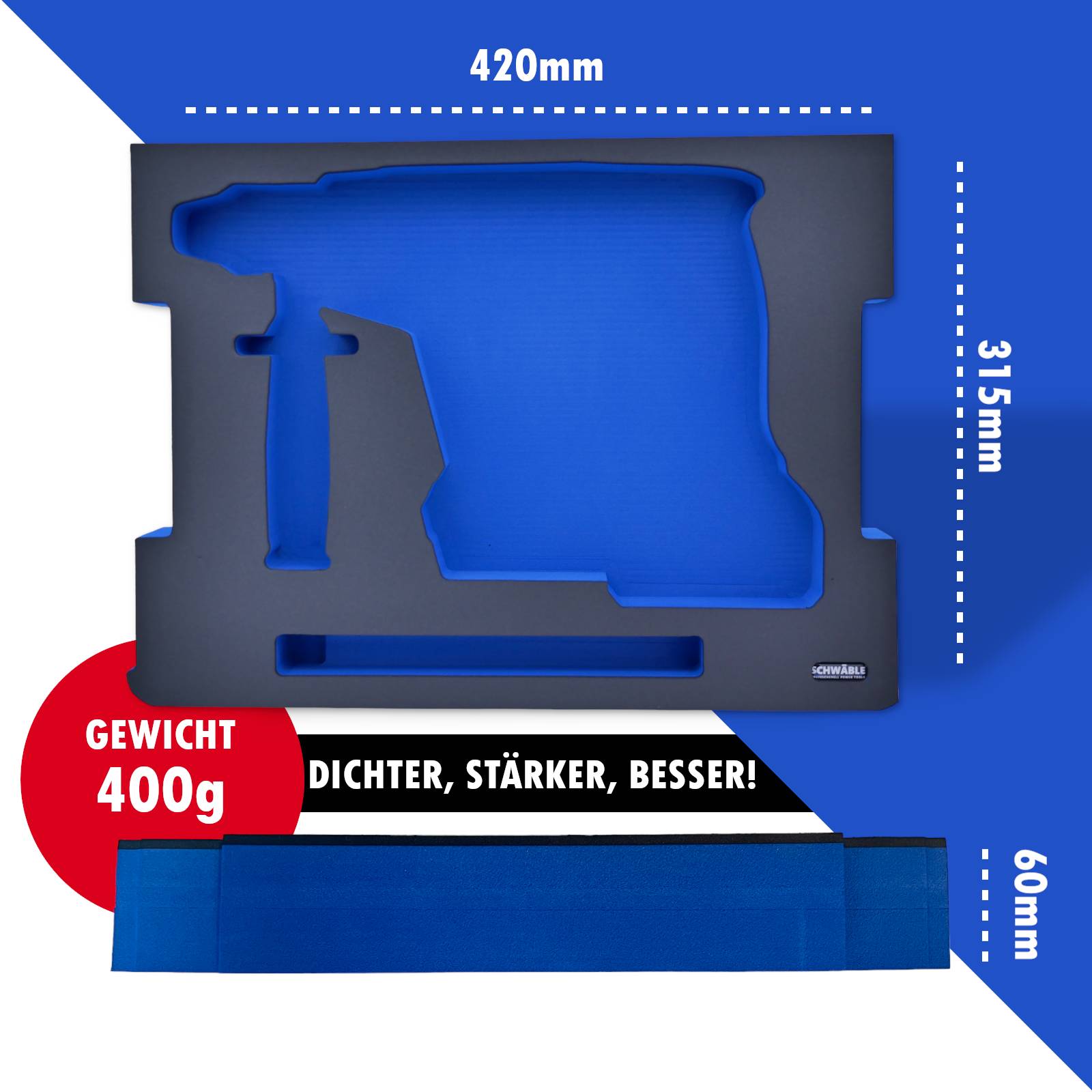 SCHWÄBLE® Schaumeinlage Schaumstoffeinlage für Bosch Akku-Bohrhammer GBH18V-24