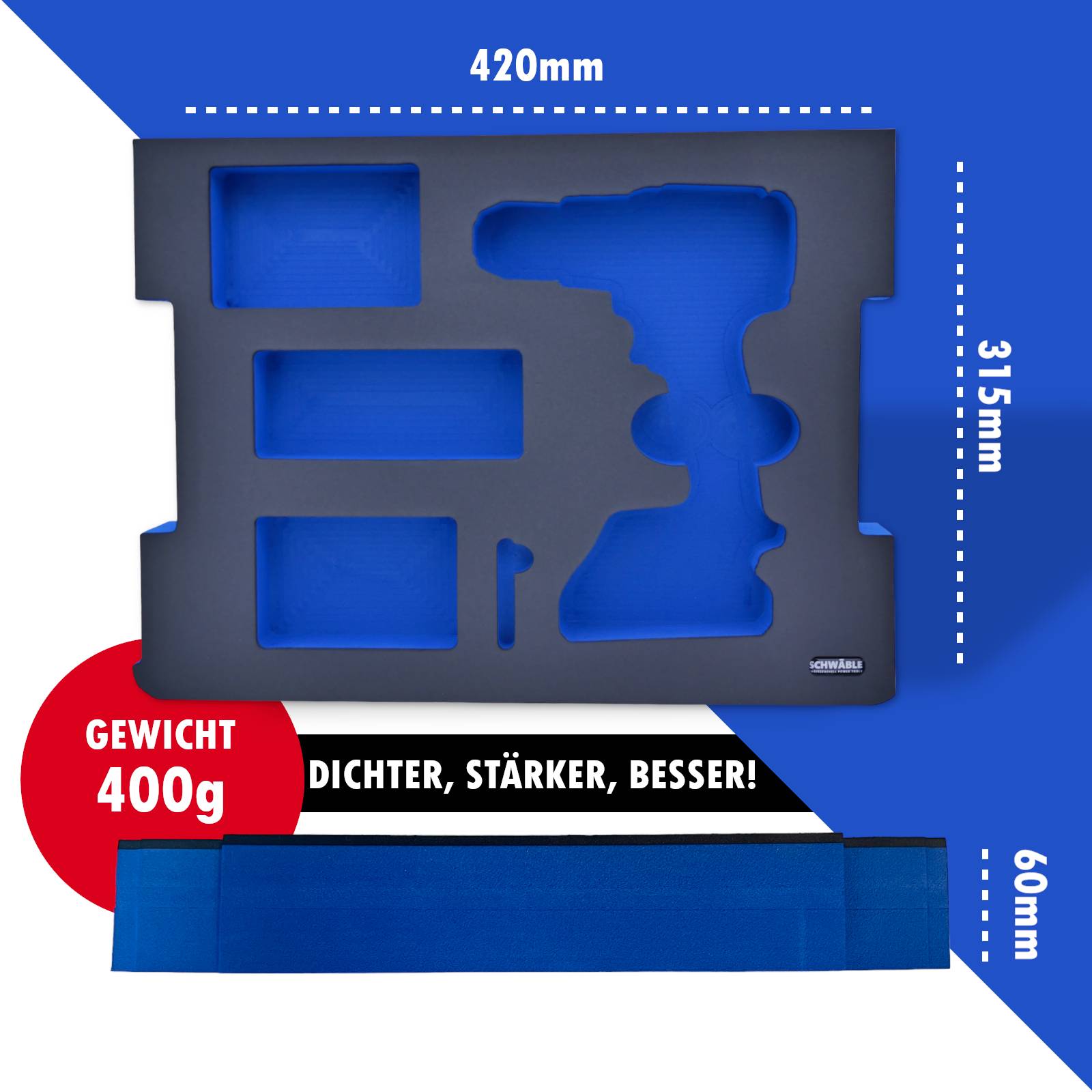 SCHWÄBLE® Schaumeinlage Schaumstoffeinlage f. Bosch Akku-Bohrschrauber GSB18V-90