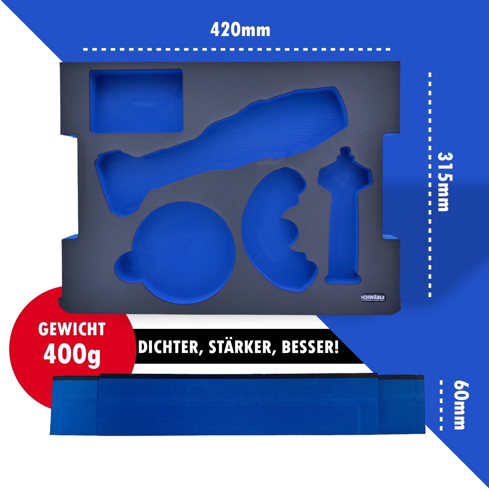 SCHWÄBLE® Schaumeinlage Schaumstoffeinlage Bosch Akku-Winkelschleifer GWX18V-10