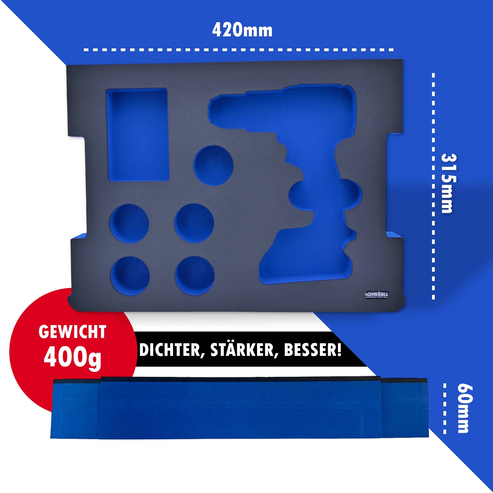 SCHWÄBLE® Schaumeinlage Schaumstoffeinlage Bosch Akku-Bohrschrauber GSR18V-90FC