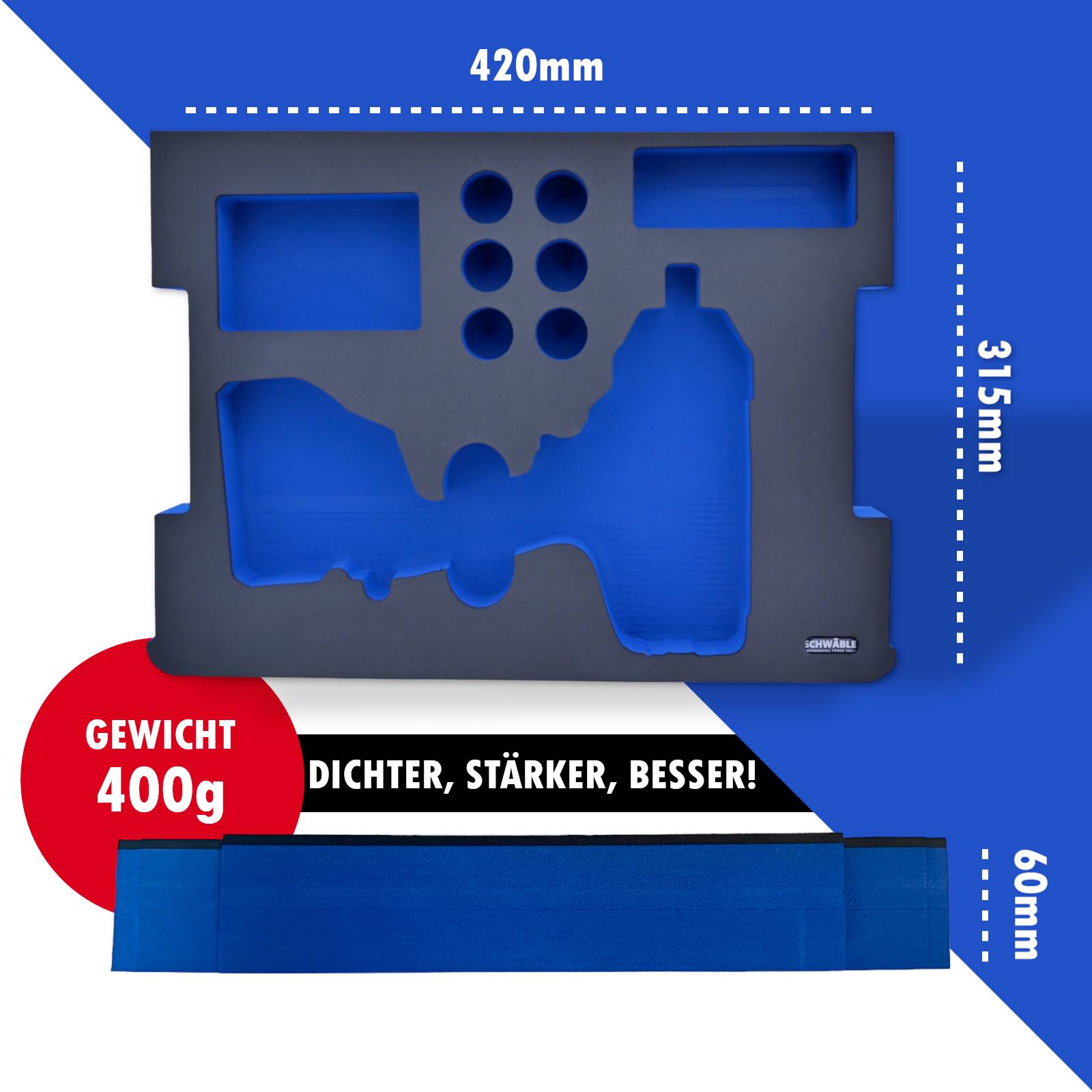 SCHWÄBLE Schaumeinlage Schaumstoffeinlage Bosch Akku-Schlagschrauber GDS18V-1050