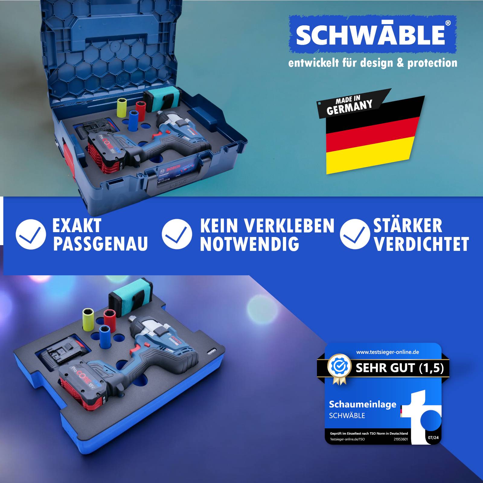 SCHWÄBLE Schaumeinlage Schaumstoffeinlage Bosch Akku-Schlagschrauber GDS18V-1050