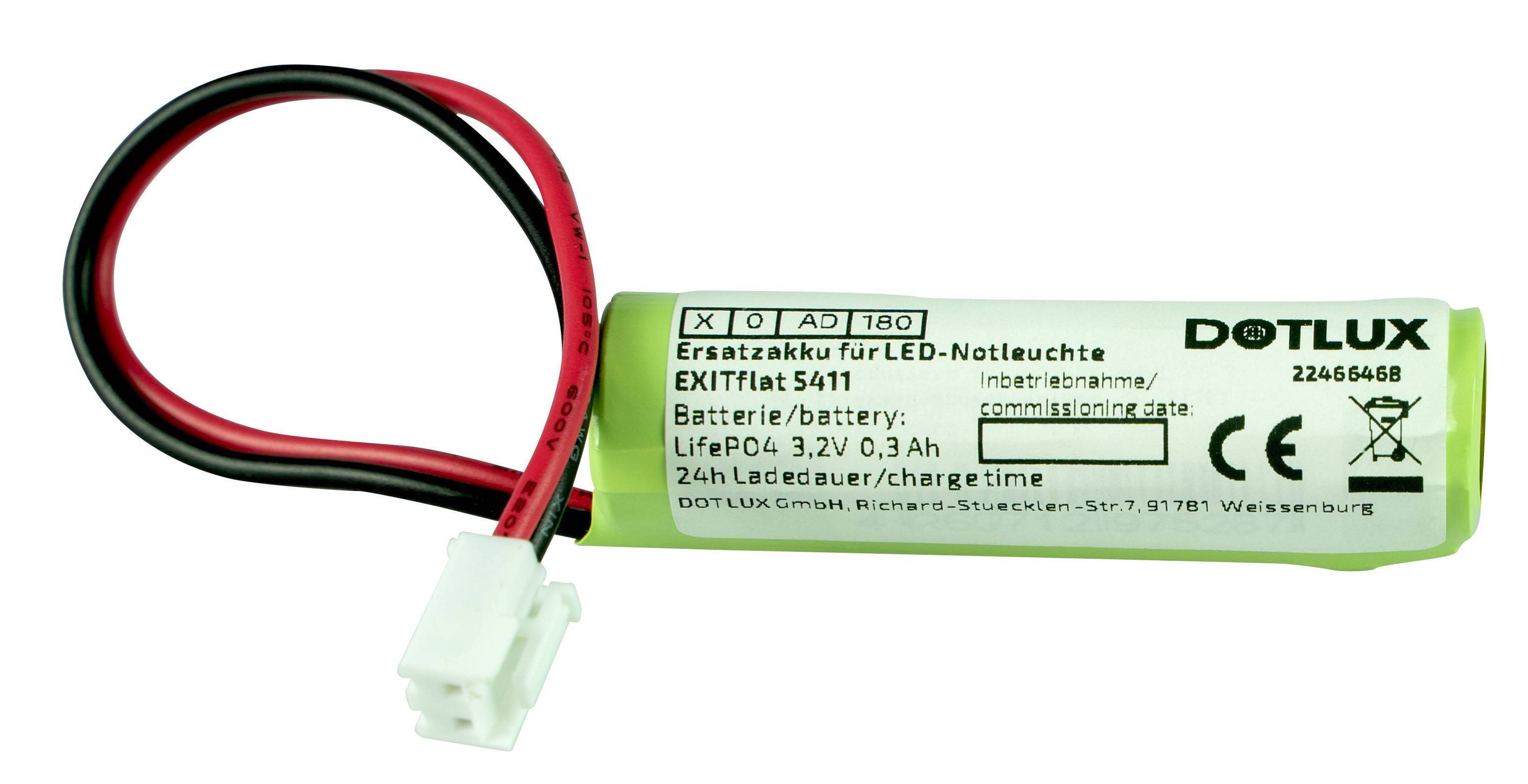 DOTLUX Ersatzakku für LED-Notleuchte EXITflat (Art.Nr. 5406) Li-FePO4 18650 3.2V 1500mAh