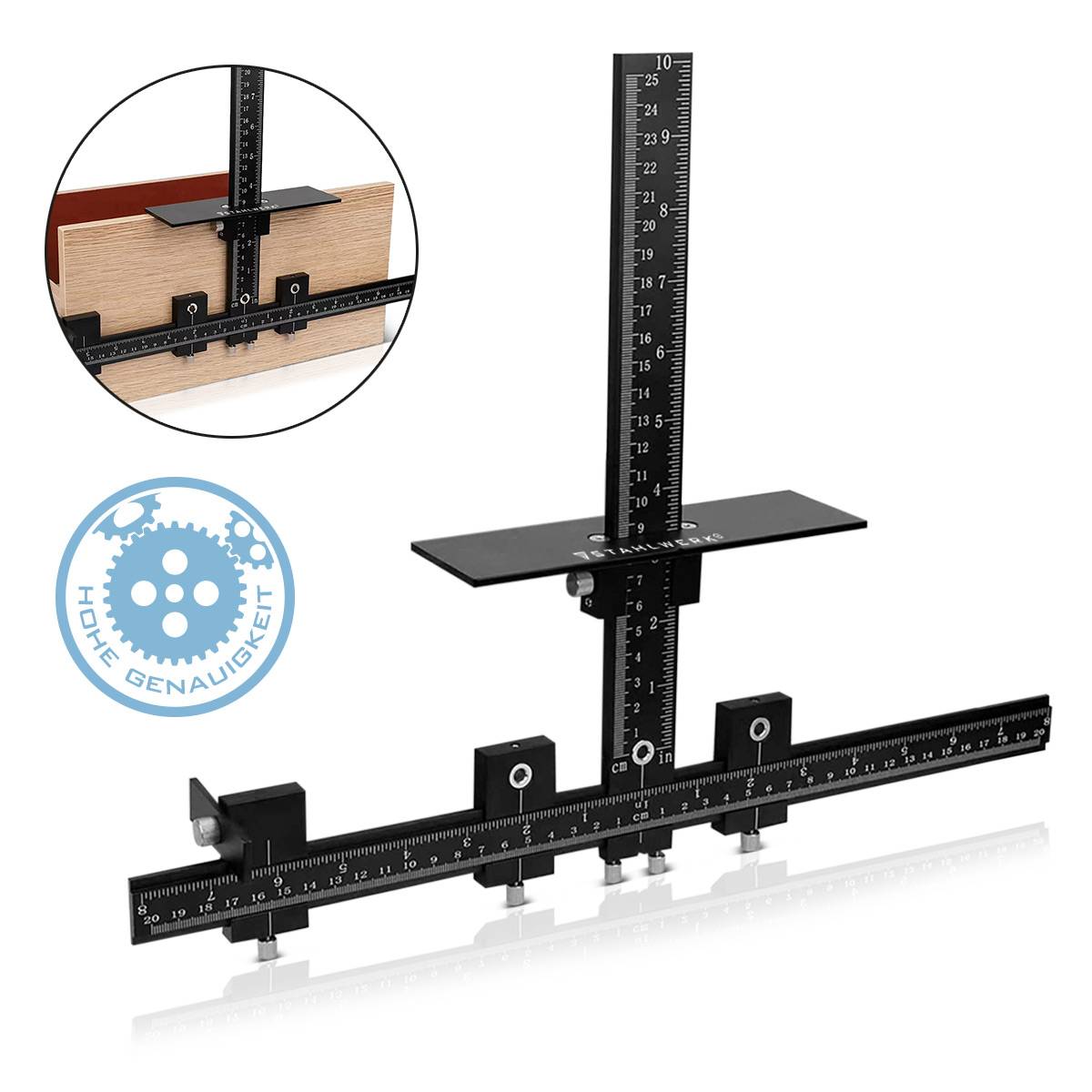 STAHLWERK Bohrführungsvorrichtung mit Anschlag verstellbare Alu-Bohrschablone
