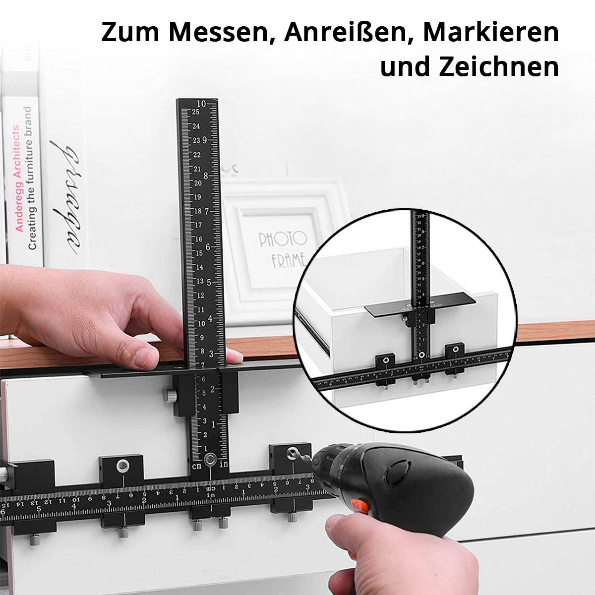 STAHLWERK Bohrführungsvorrichtung mit Anschlag verstellbare Alu-Bohrschablone