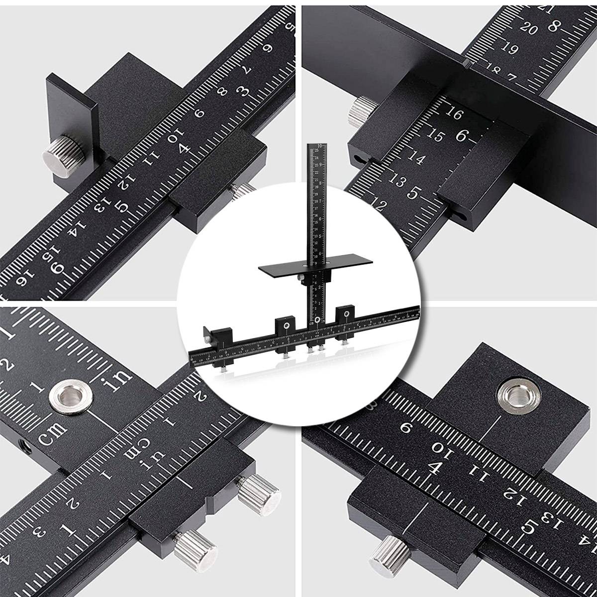 STAHLWERK Bohrführungsvorrichtung mit Anschlag verstellbare Alu-Bohrschablone