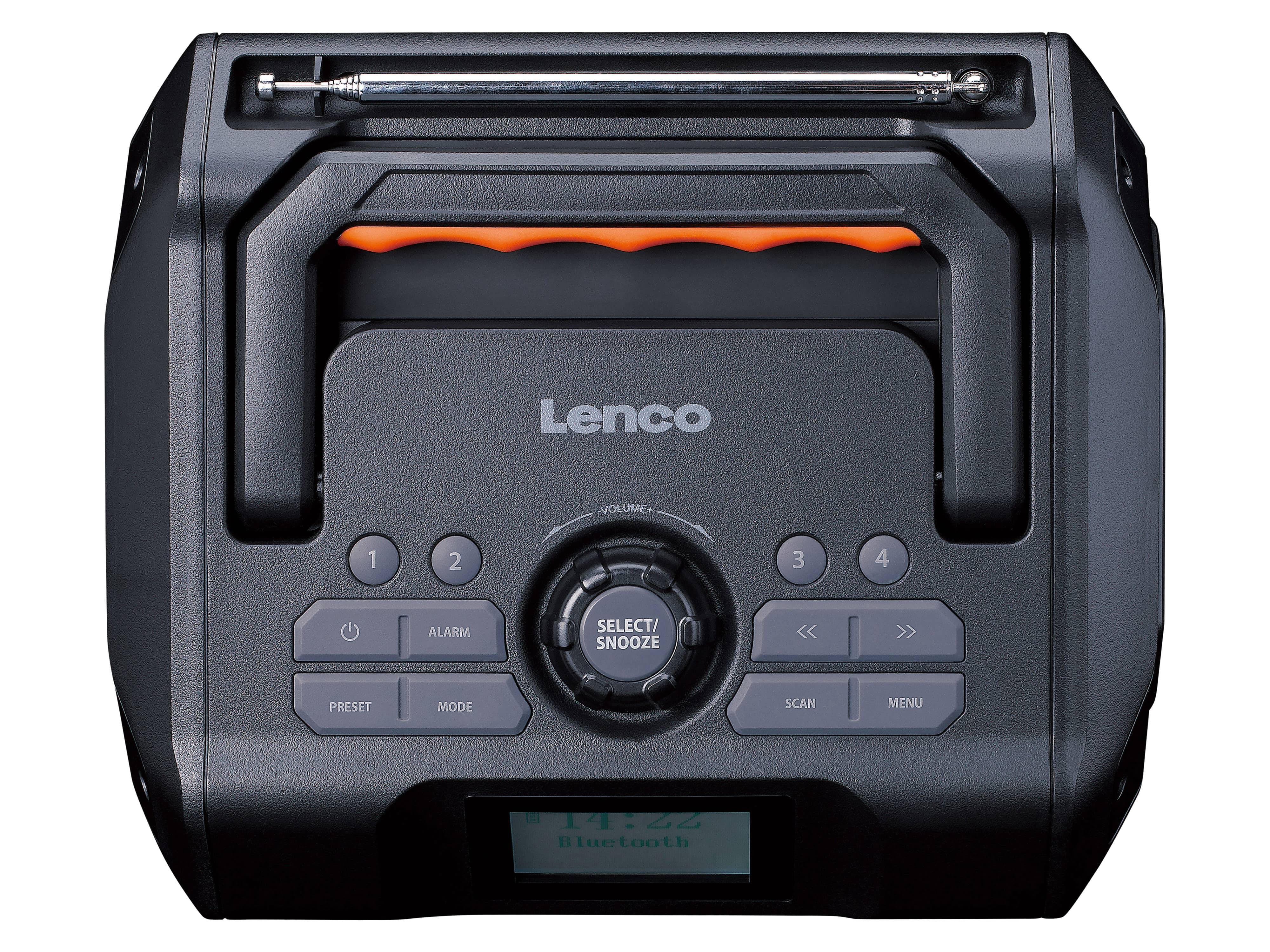 LENCO DAB+ Radio, tragbar, Bluetooth, Outdoor, schwarz-orange