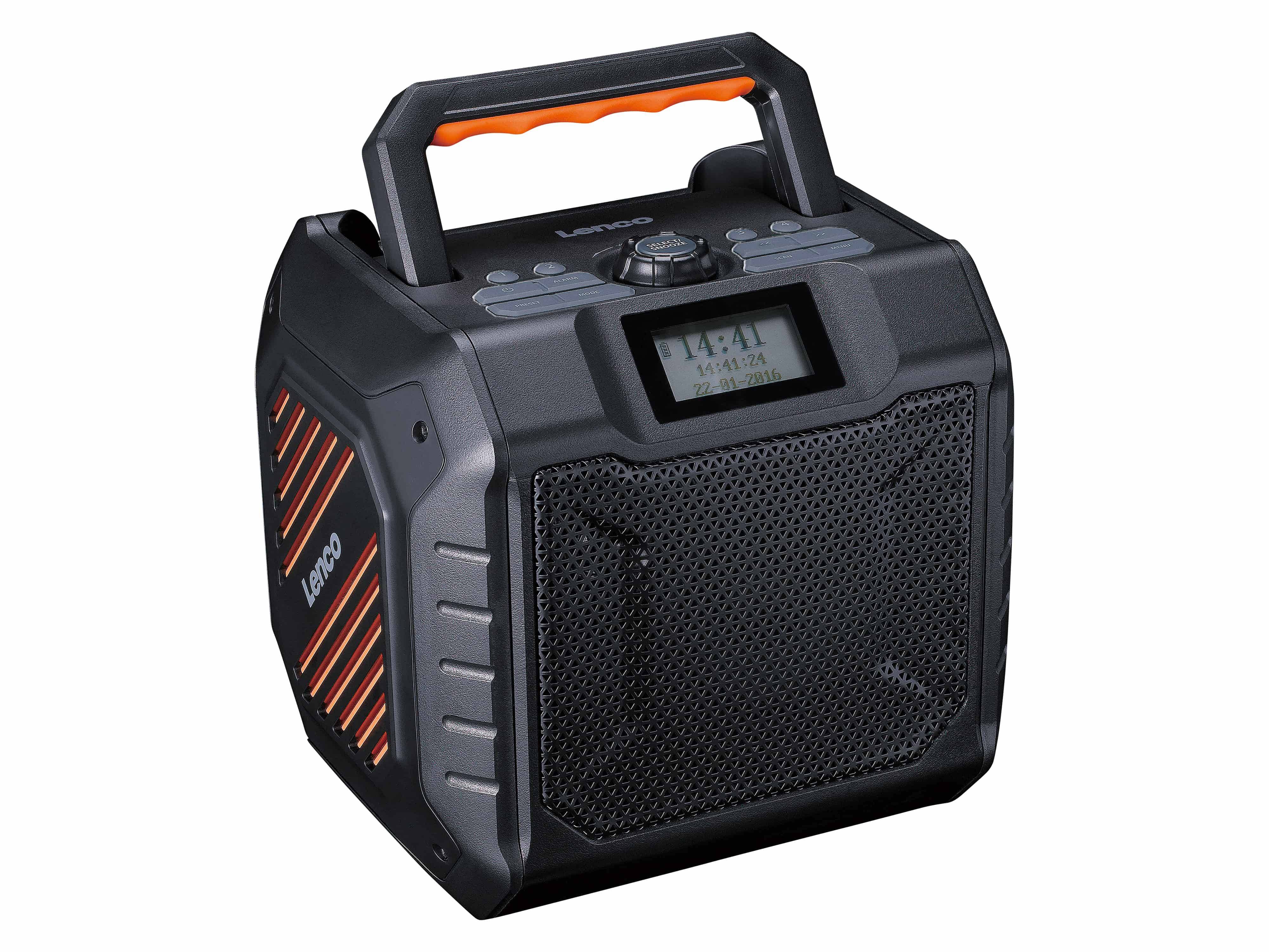LENCO DAB+ Radio, tragbar, Bluetooth, Outdoor, schwarz-orange