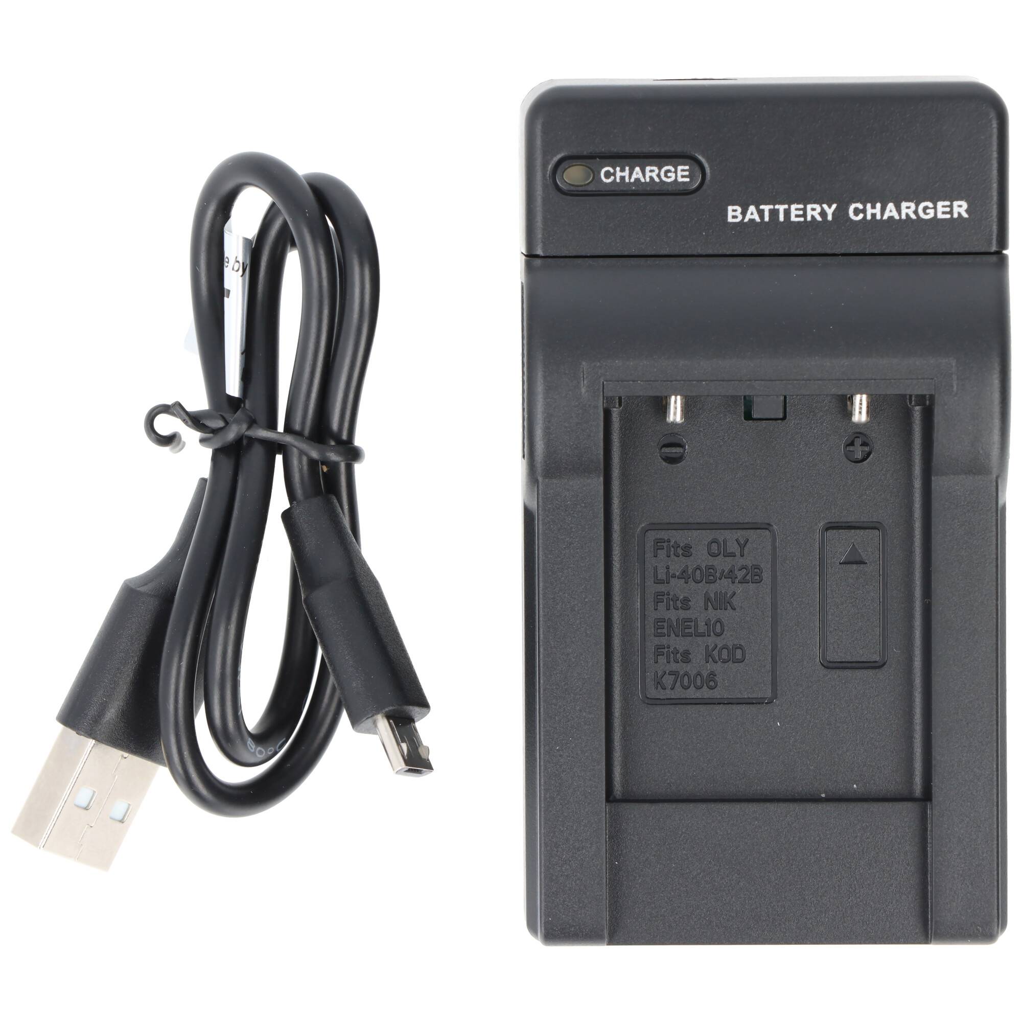Ladegerät passend für Olympus LI-40B Akku, Kodak KLIC-7006, Nikon EN-EL10