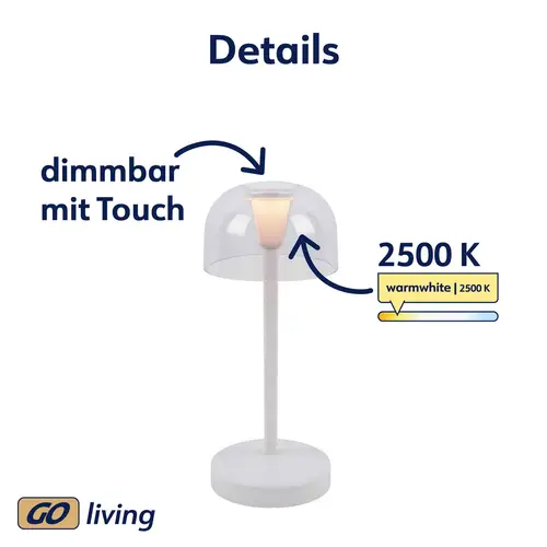MÜLLER-LICHT LED-Akku-Tischleuchte 27700204, dimmbar, 2500K, warmweiß, weiß MÜLLER-LICHT LED-Akku-Tischleuchte 27700204, dimmbar, 2500K, warmweiß, weiß