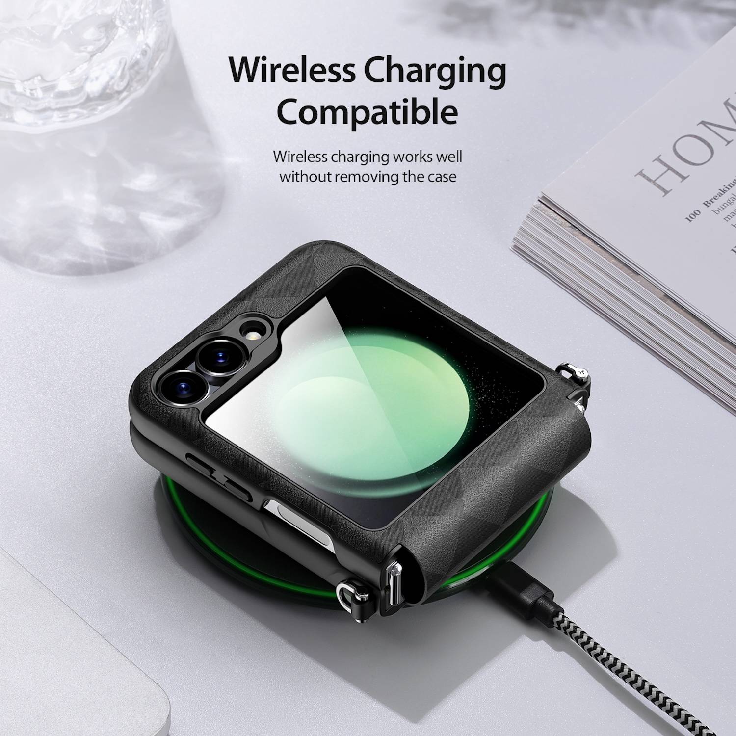 Für Samsung Galaxy Z Flip6 DUX DUCIS Fitt Series TPU + PU Textur Hülle Schwarz