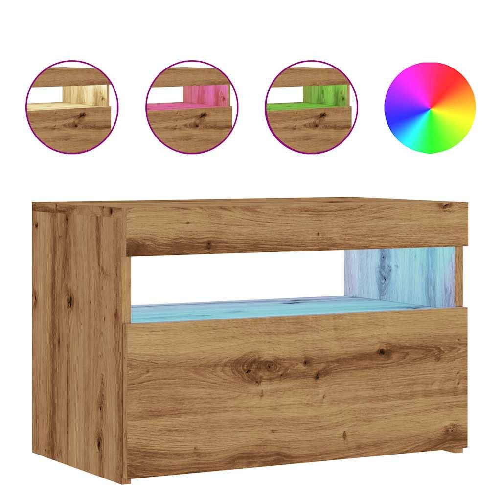 vidaXL TV-Schrank mit LED-Leuchten Artisan-Eiche 60x35x40 cm