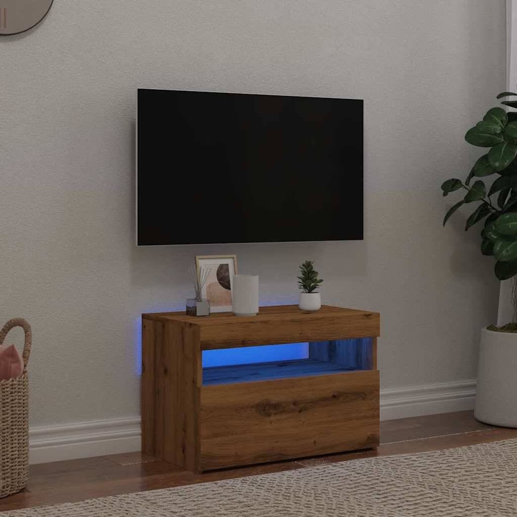 vidaXL TV-Schrank mit LED-Leuchten Artisan-Eiche 60x35x40 cm