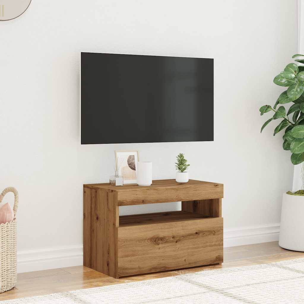 vidaXL TV-Schrank mit LED-Leuchten Artisan-Eiche 60x35x40 cm