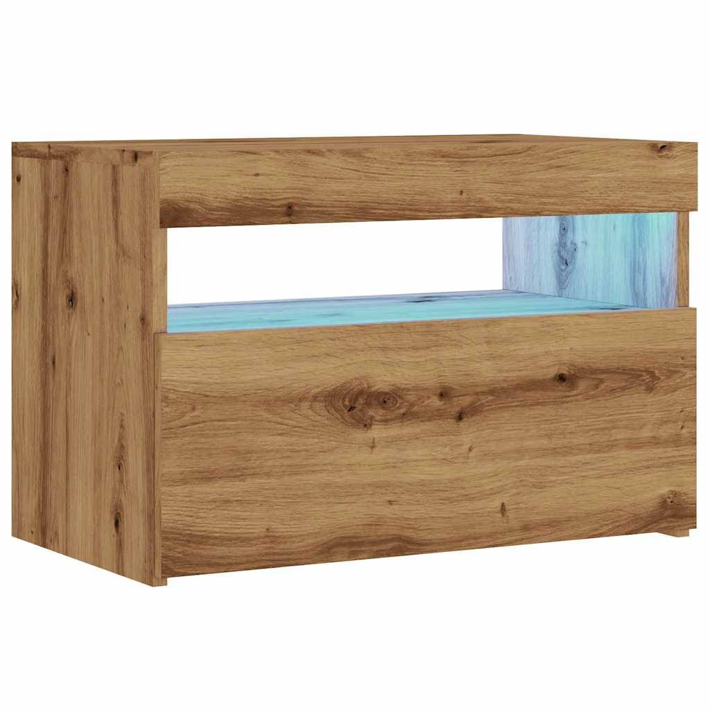 vidaXL TV-Schrank mit LED-Leuchten Artisan-Eiche 60x35x40 cm