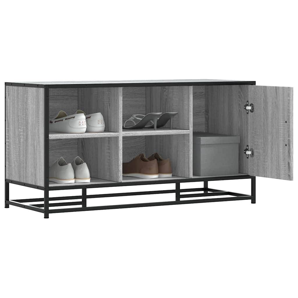 vidaXL Schuhbank Grau Sonoma 100x40x53,5 cm Holzwerkstoff und Metall