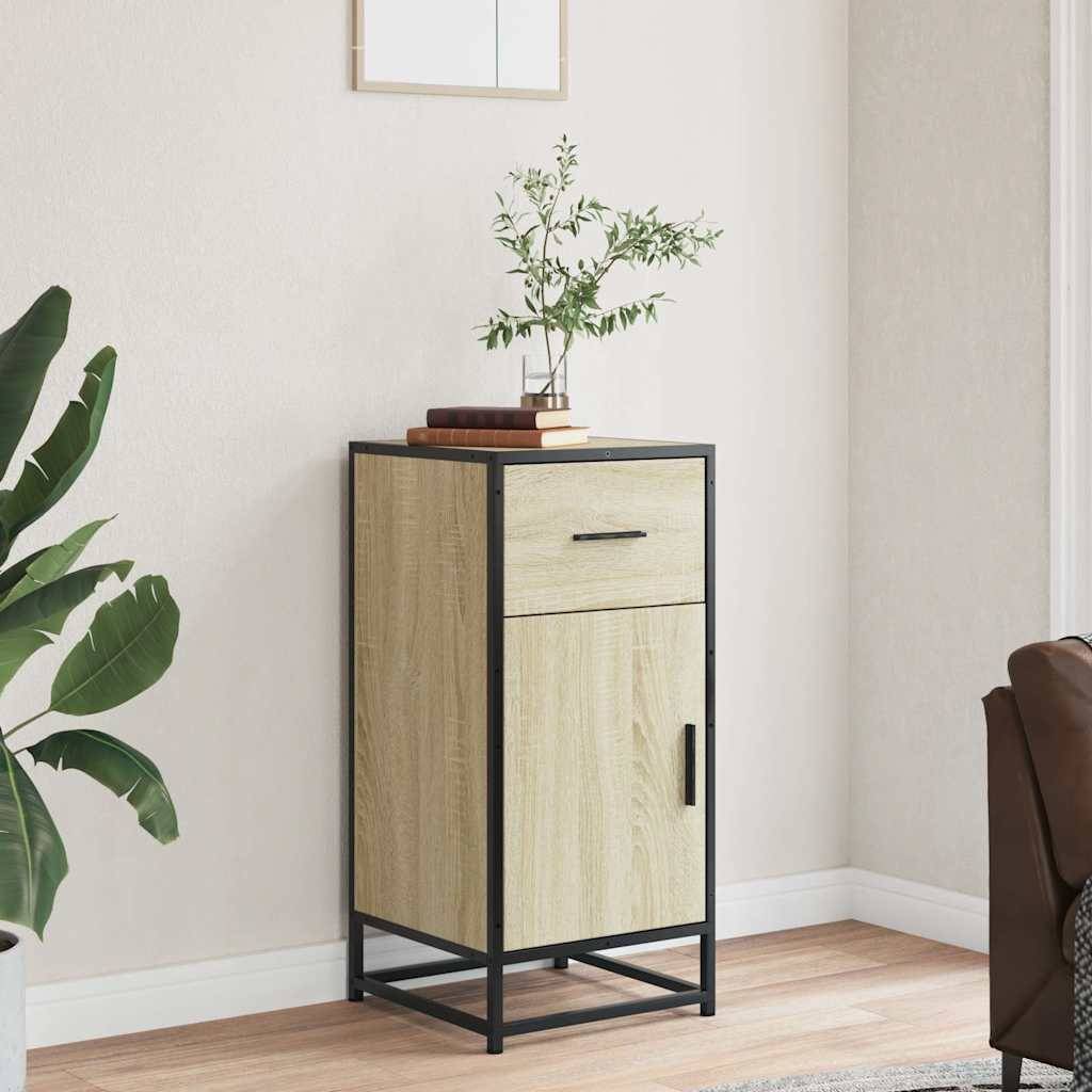 vidaXL Sideboard Sonoma-Eiche 35,5x35x76 cm Holzwerkstoff und Metall